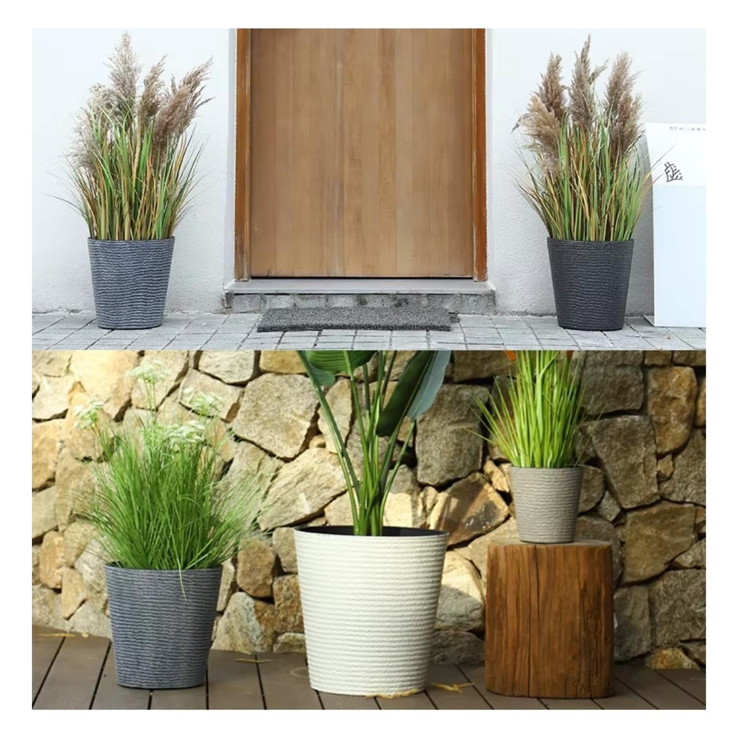 Macetero Grande. Simil Piedra. 42X42X42 Cm. Gris-2