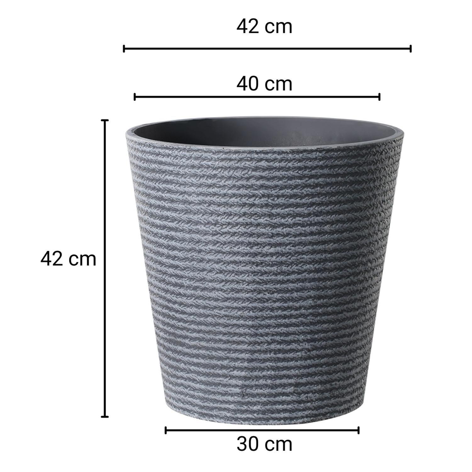 Macetero Grande. Simil Piedra. 42X42X42 Cm. Gris-4