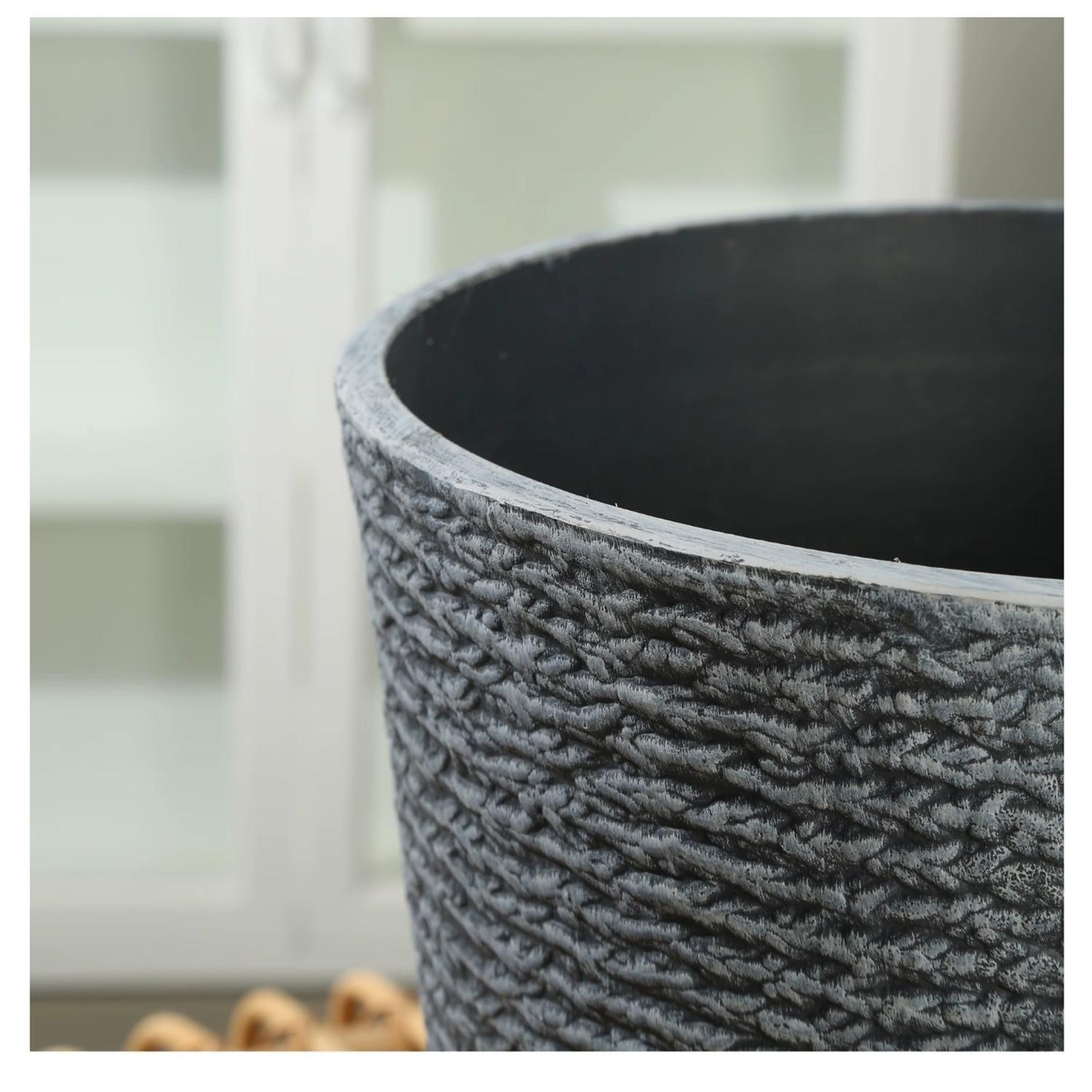 Macetero Grande. Simil Piedra. 42X42X42 Cm. Gris-6