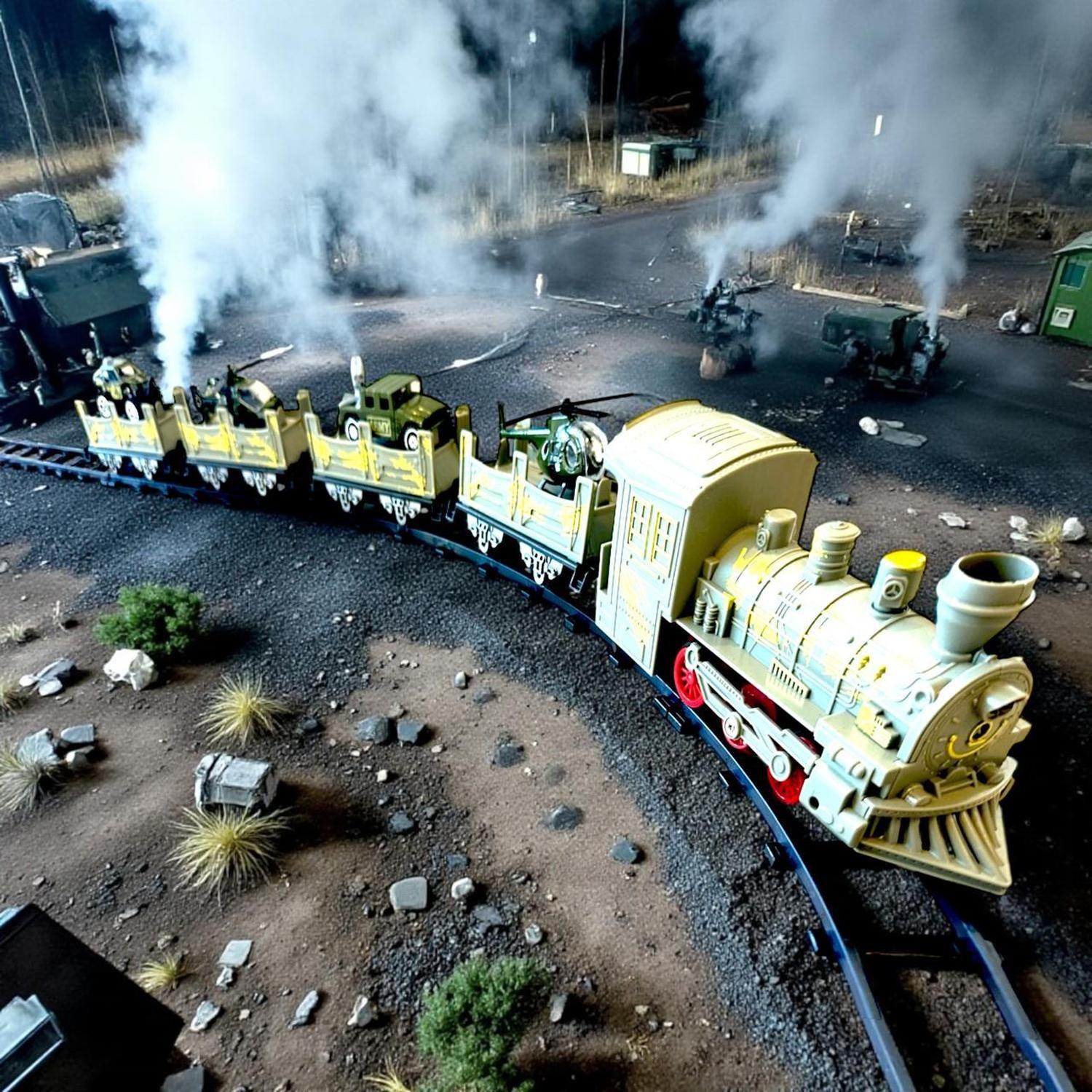 Tren De Juguete Pista 4 Vagones Rescate Luz Sonido Humo-8