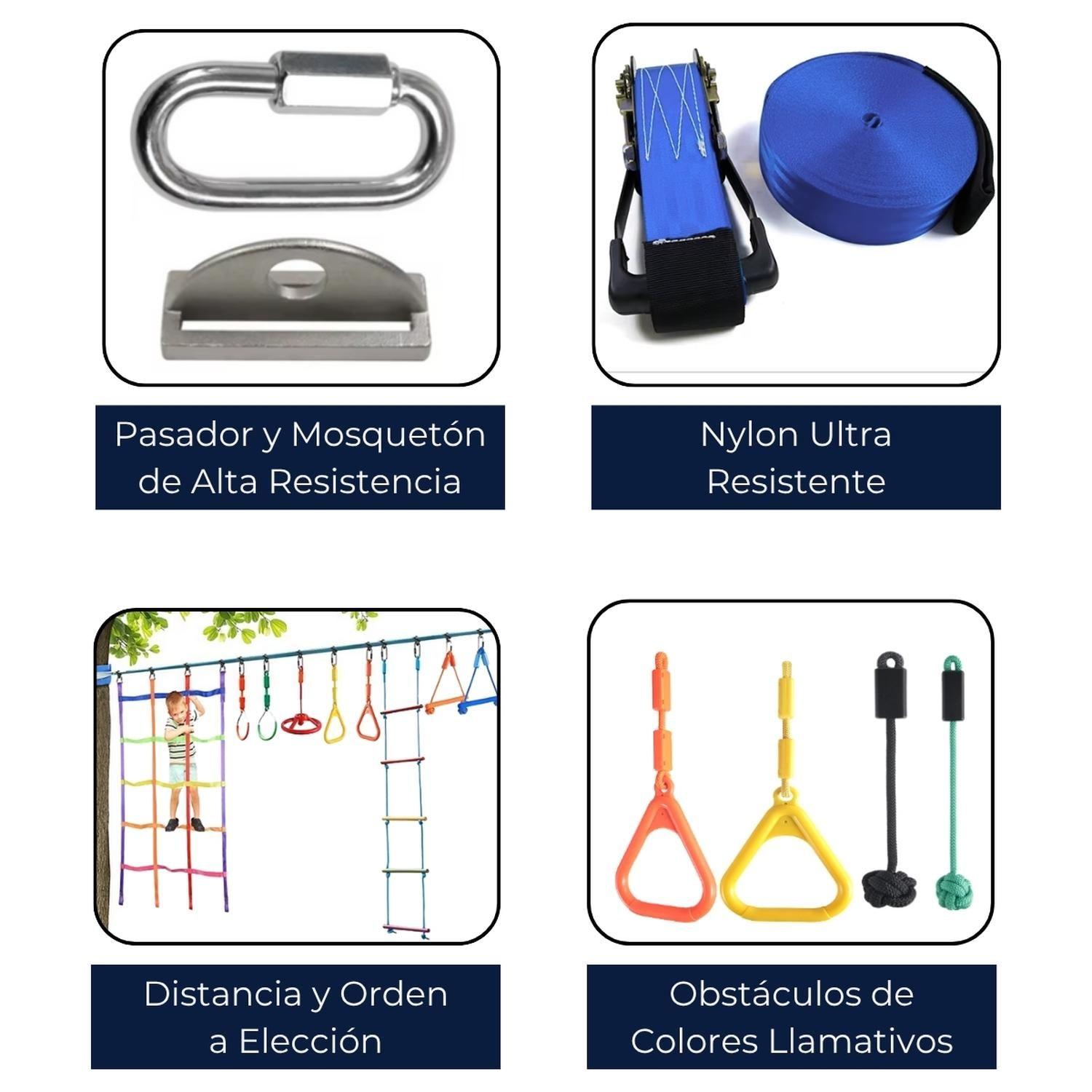 Juego Obstáculos Carrera 7 Kit Slackline Ninja Warrior Niños-4
