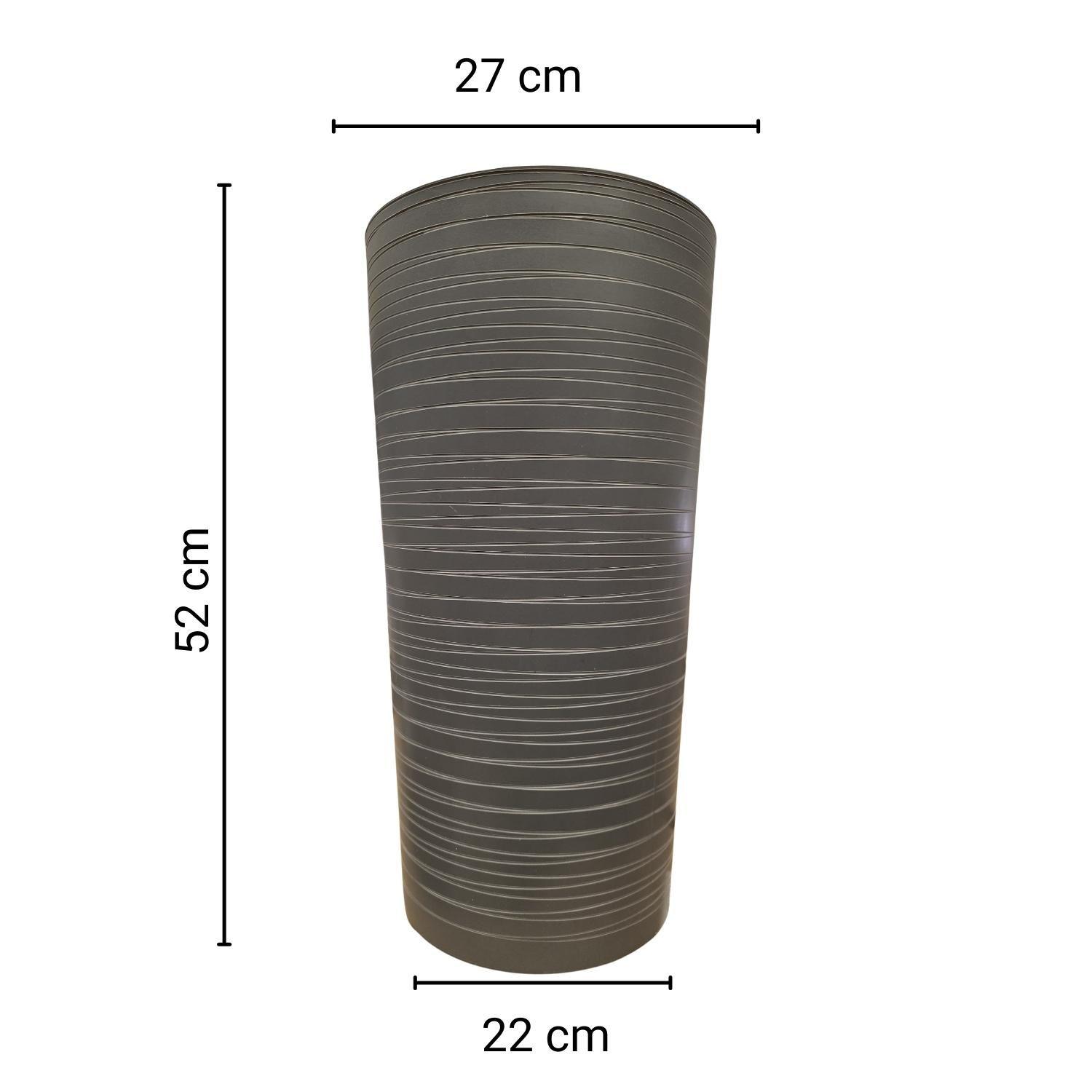 Macetero Alto Redondo Texturado Gris Exterior Interior-5