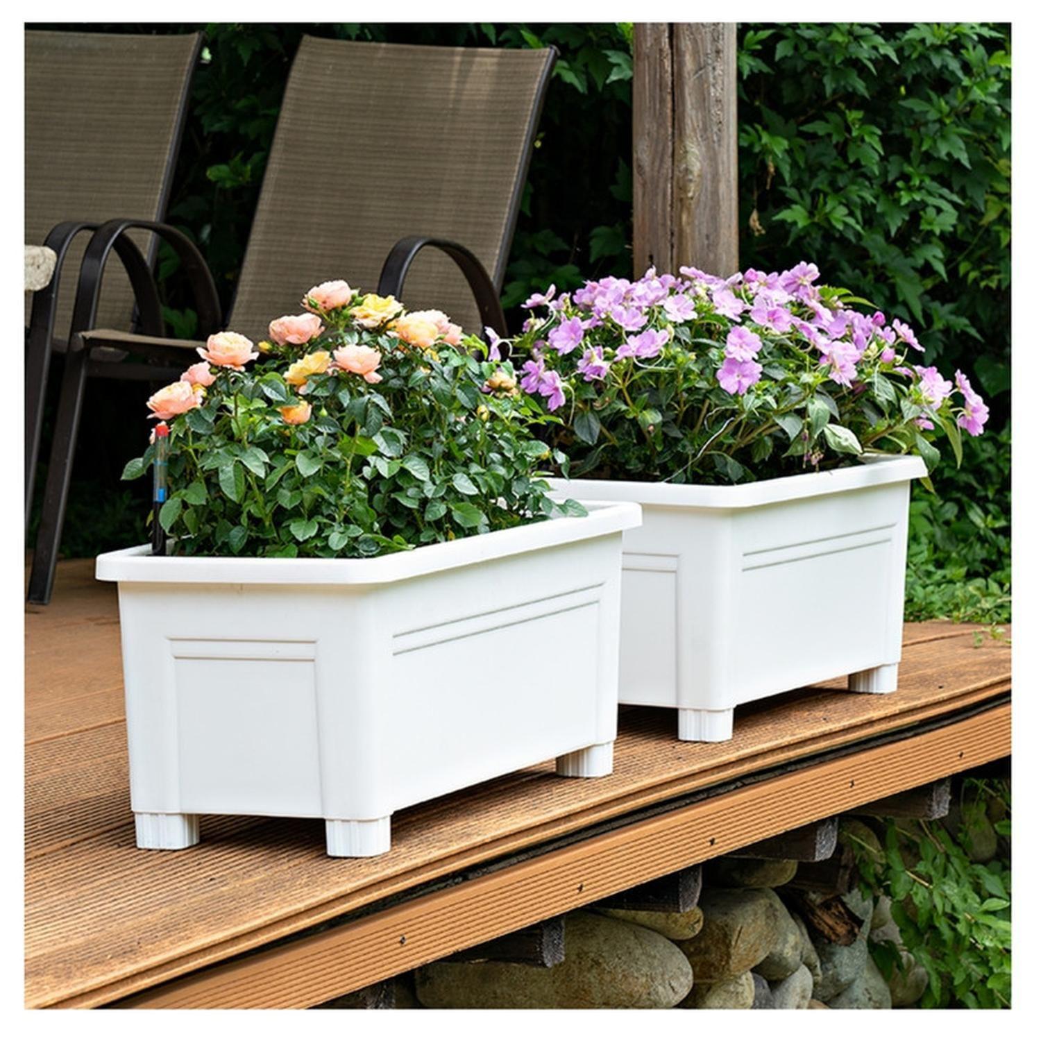 Jardinera Elevada Macetero Para Huerto Con Patas Blanco-2