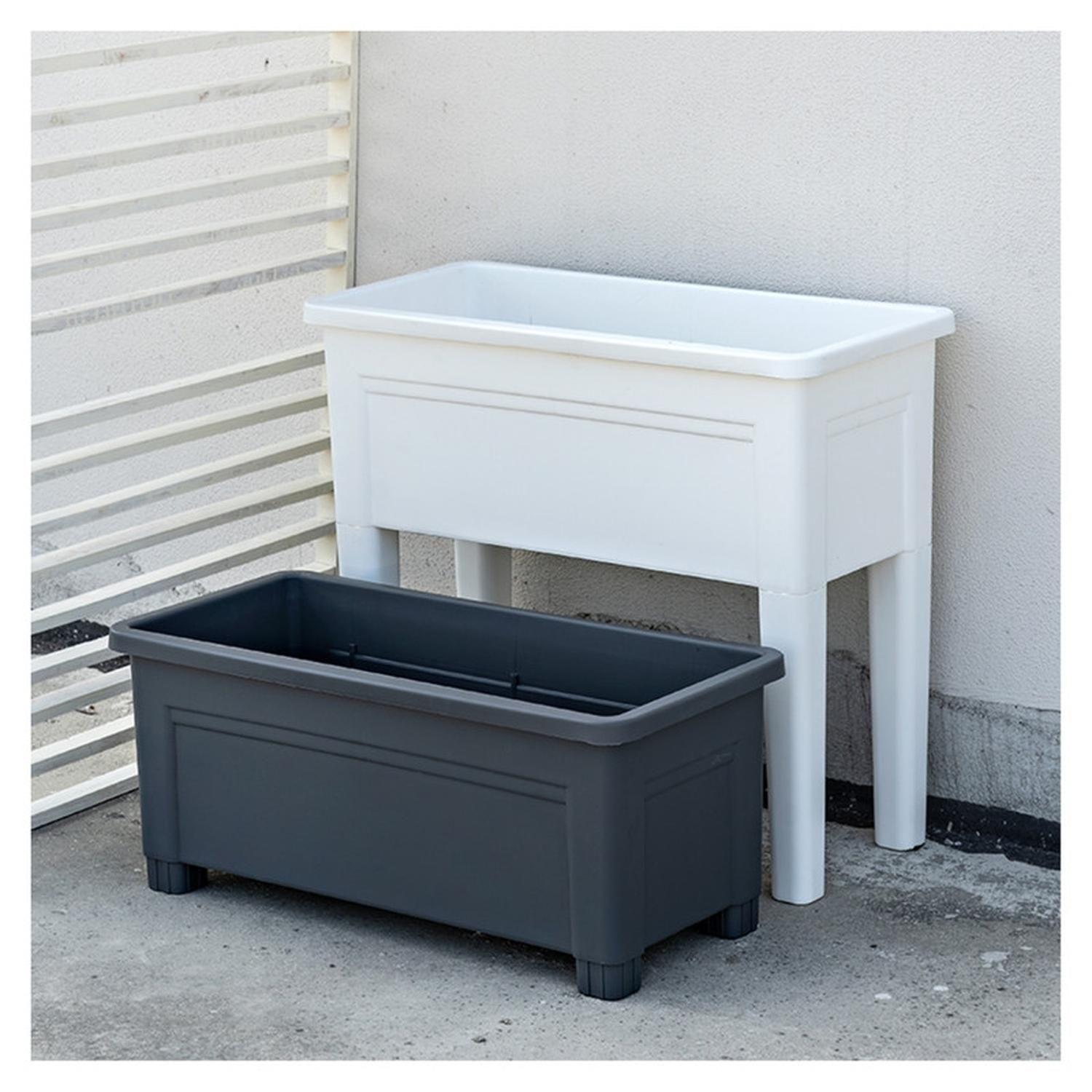 Jardinera Elevada Macetero Para Huerto Con Patas Blanco-5