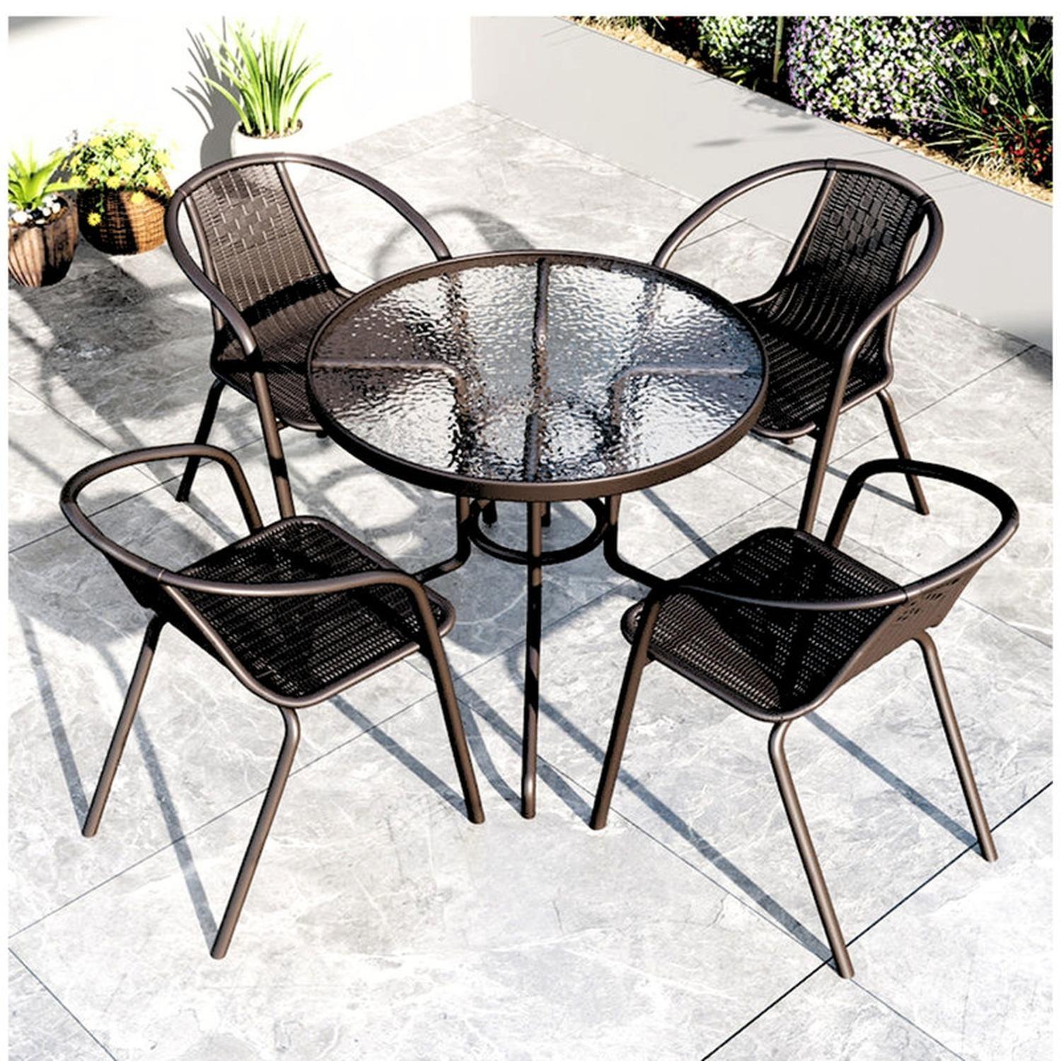 Juego De Terraza De Balcón Comedor Mesa Redonda Emma 4 Sillas-2