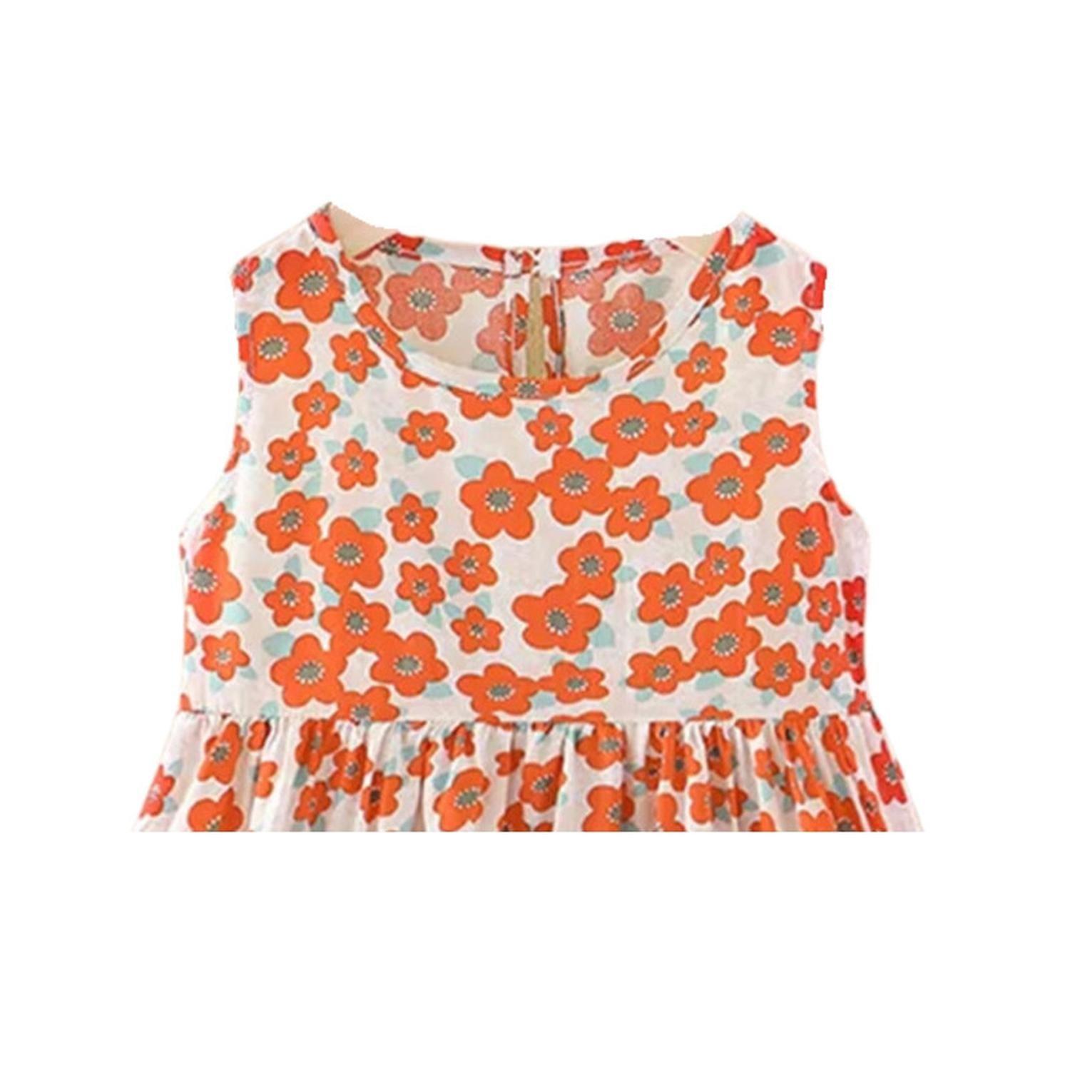 Vestido Niña Sin Mangas Algodon Verano Estampado Amapolas-2