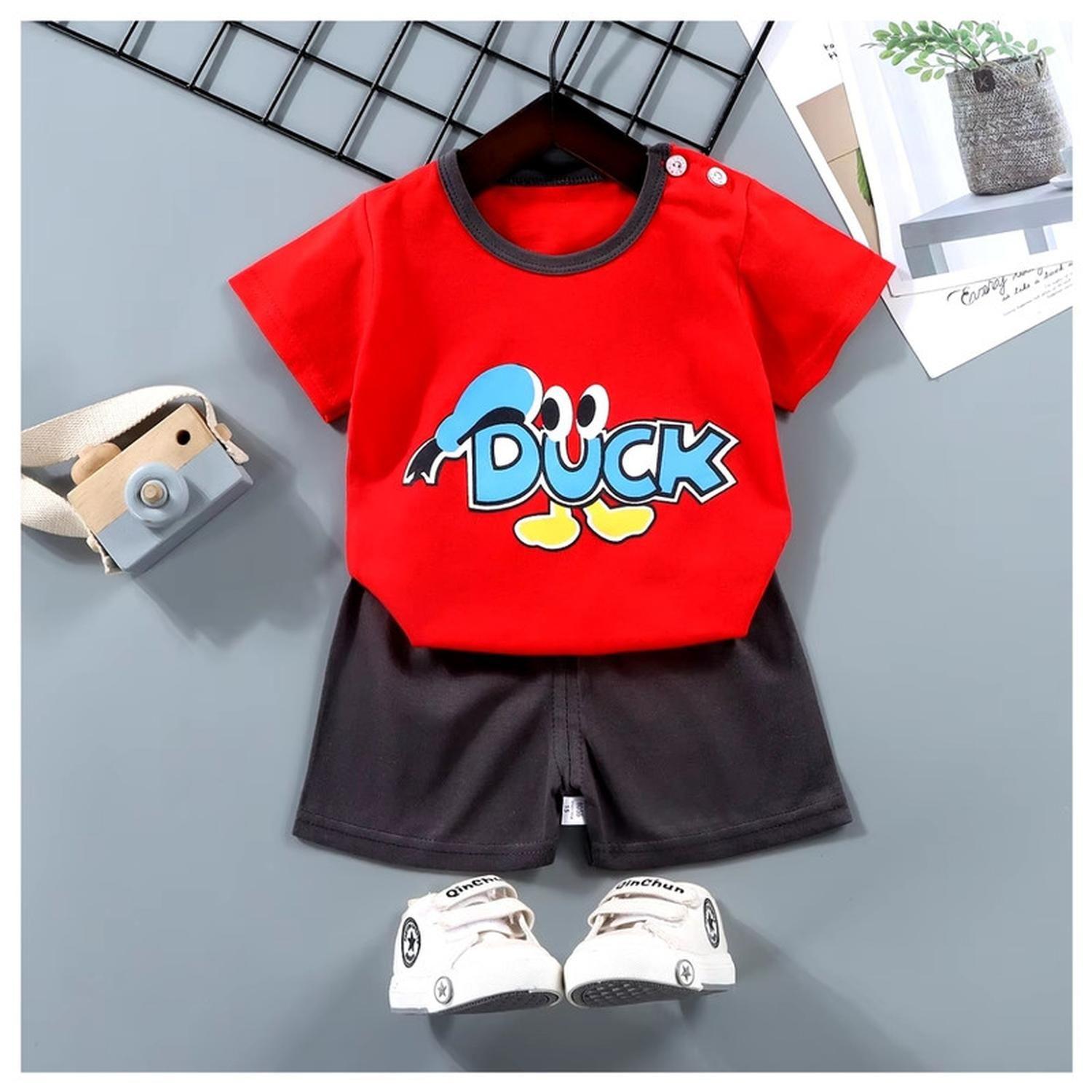 Pijama Niño Algodon Manga Corta Short Duck-1