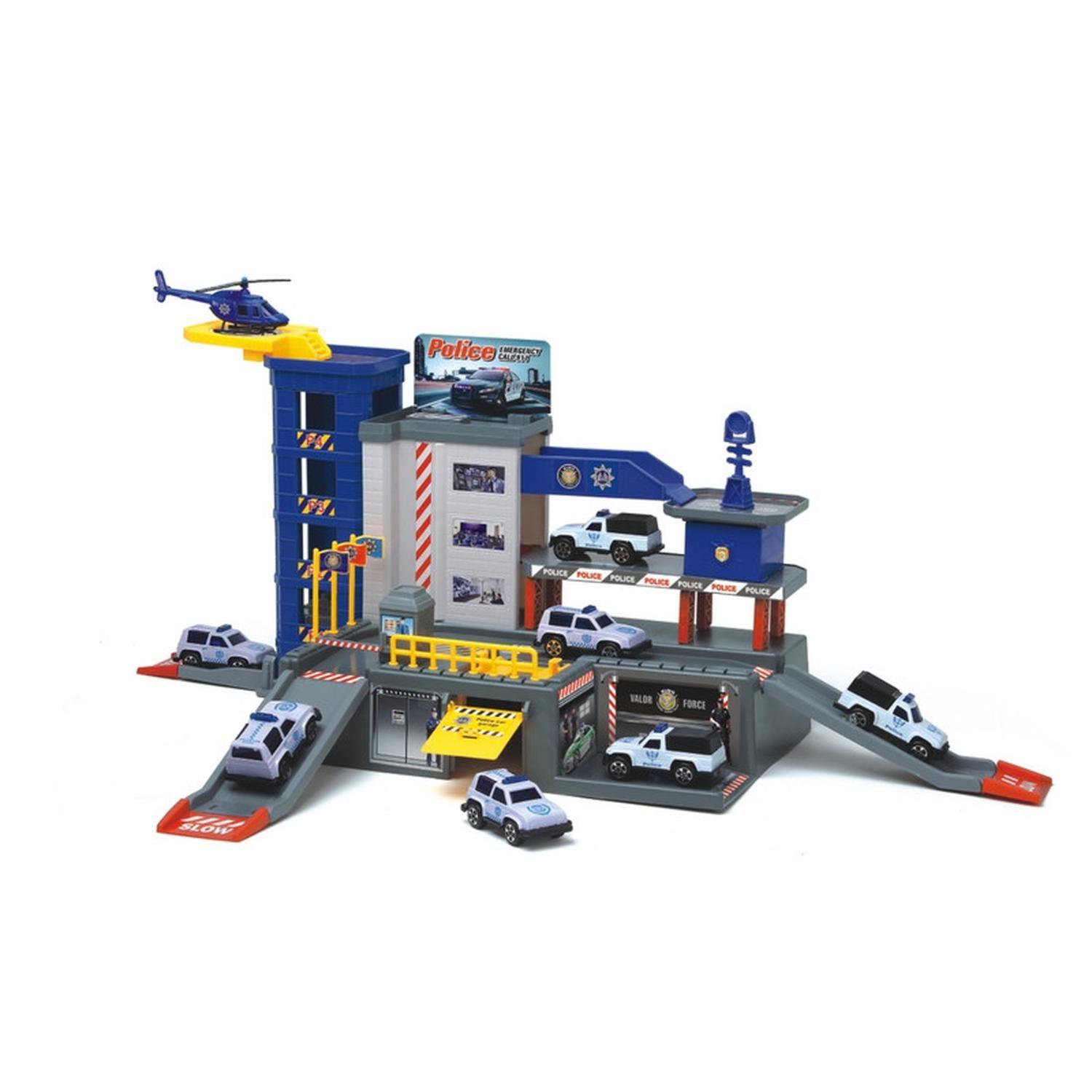 Juego Pista de Autos Estacionamiento Policía con Vehículos-3