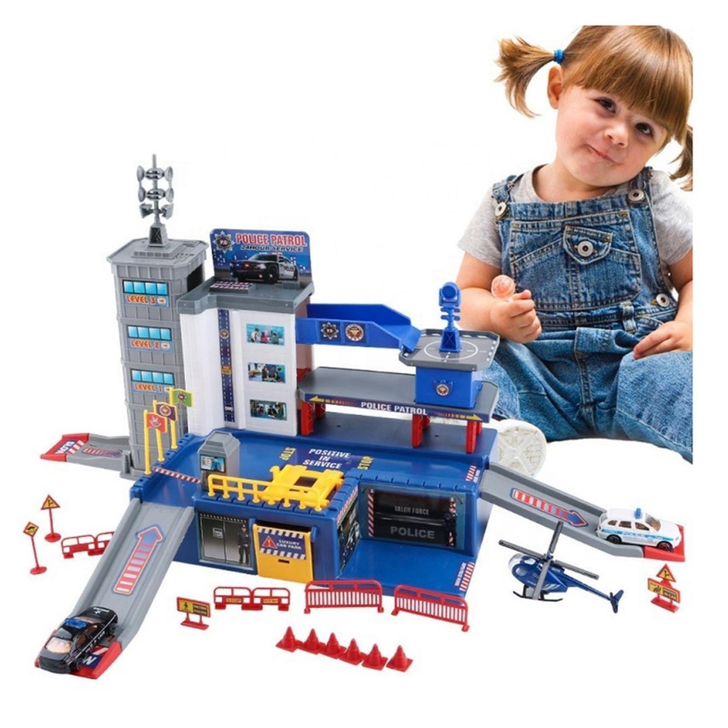 Juego Pista de Autos Estacionamiento Policía con Vehículos-5