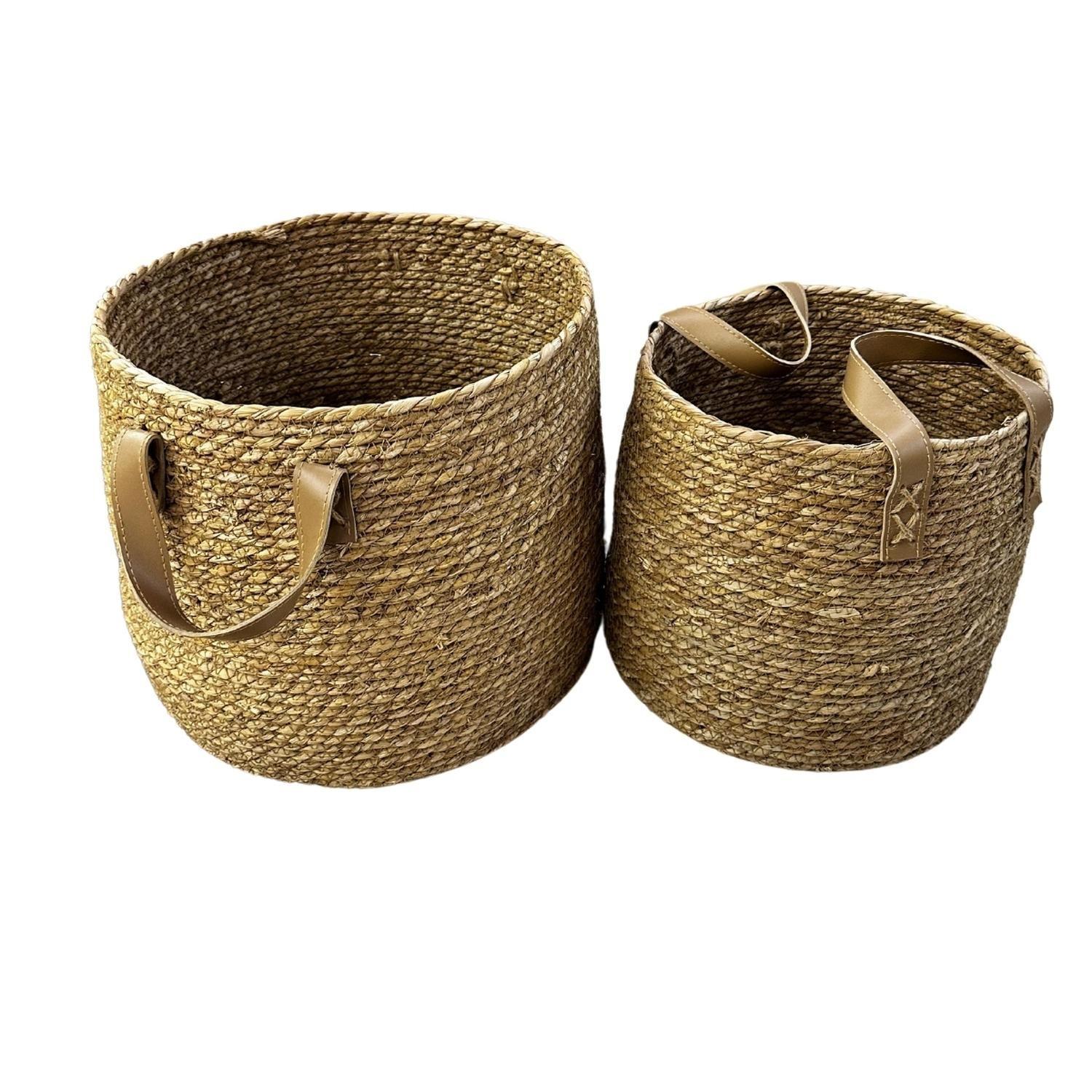 Pack 2 Canastos Maceteros Fibra Natural Tejido Mimbre Alad-0