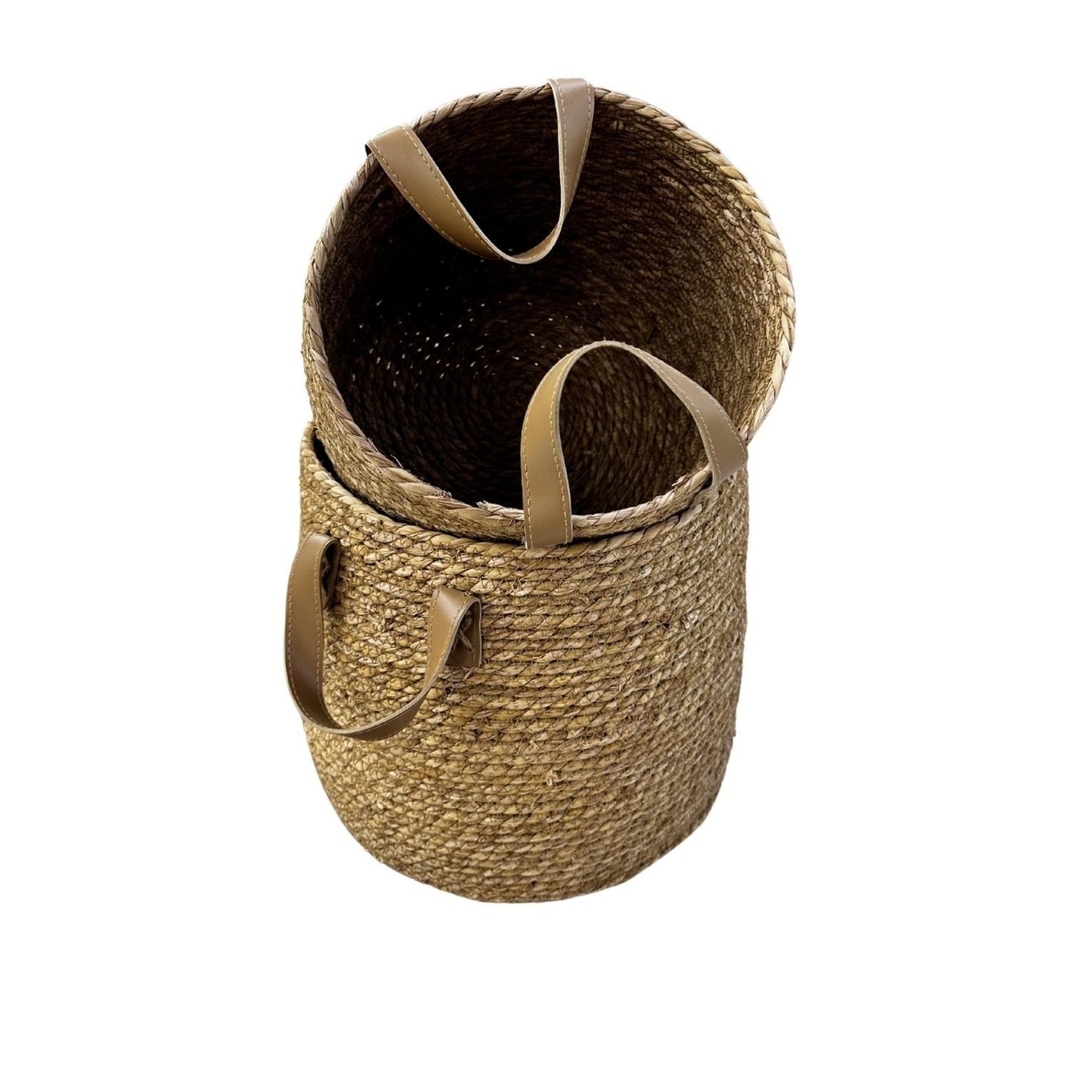 Pack 2 Canastos Maceteros Fibra Natural Tejido Mimbre Alad-3
