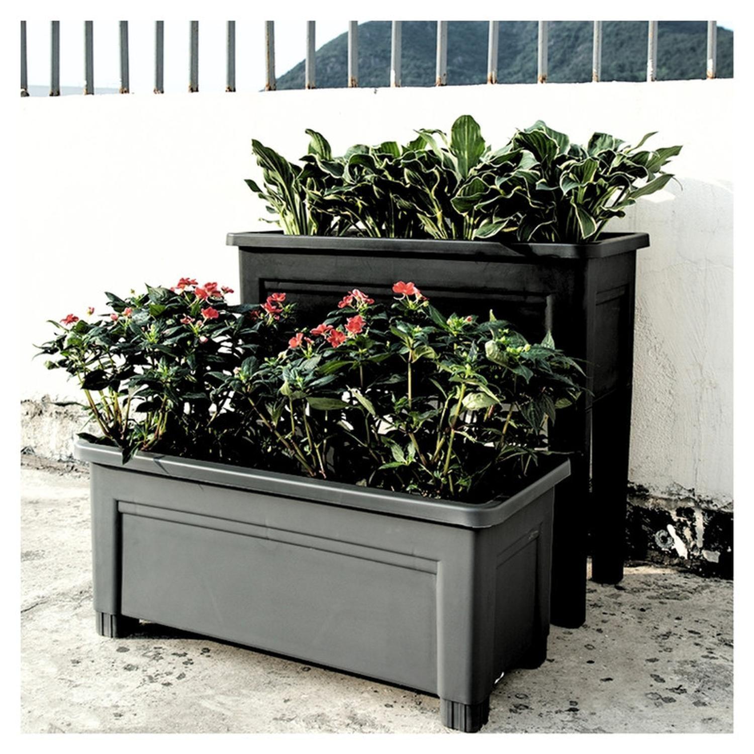 Jardinera Elevada Macetero Para Huerto Con Patas Negro-2