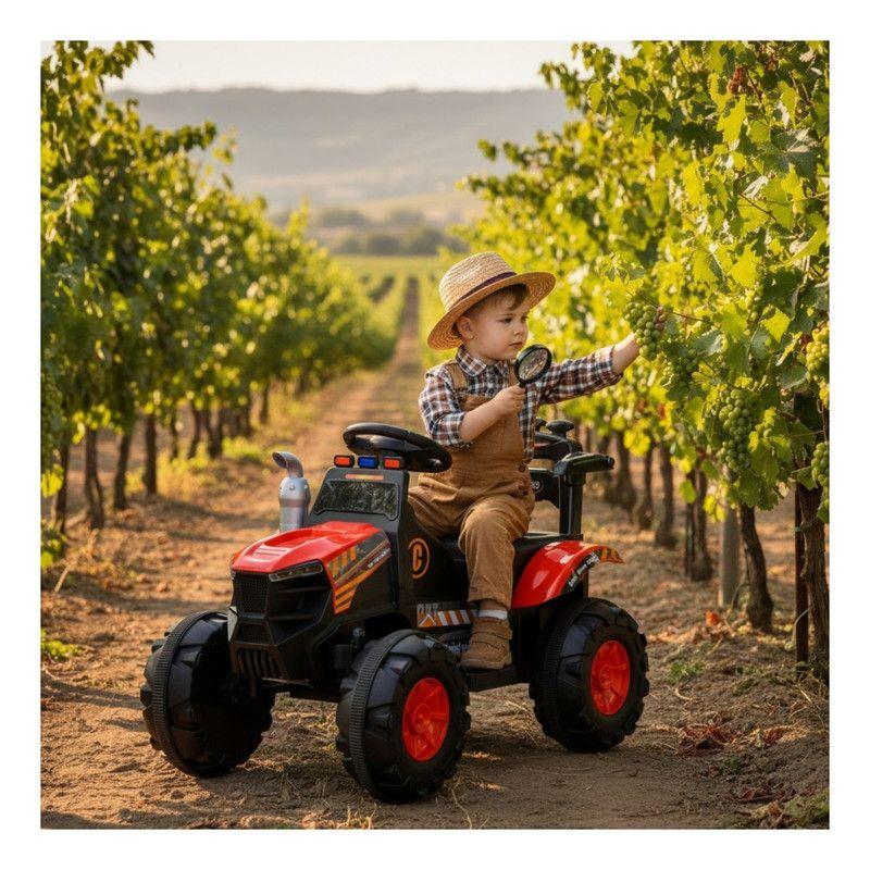 Auto Batería Tractor Eléctrico Infantil Constructor Rojo-1