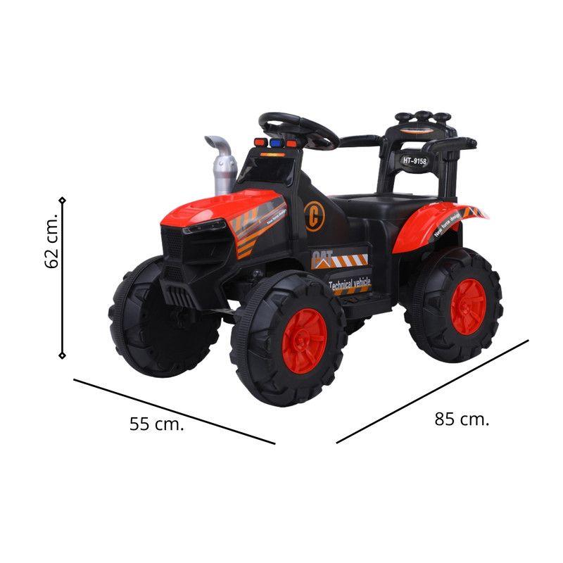 Auto Batería Tractor Eléctrico Infantil Constructor Rojo-2