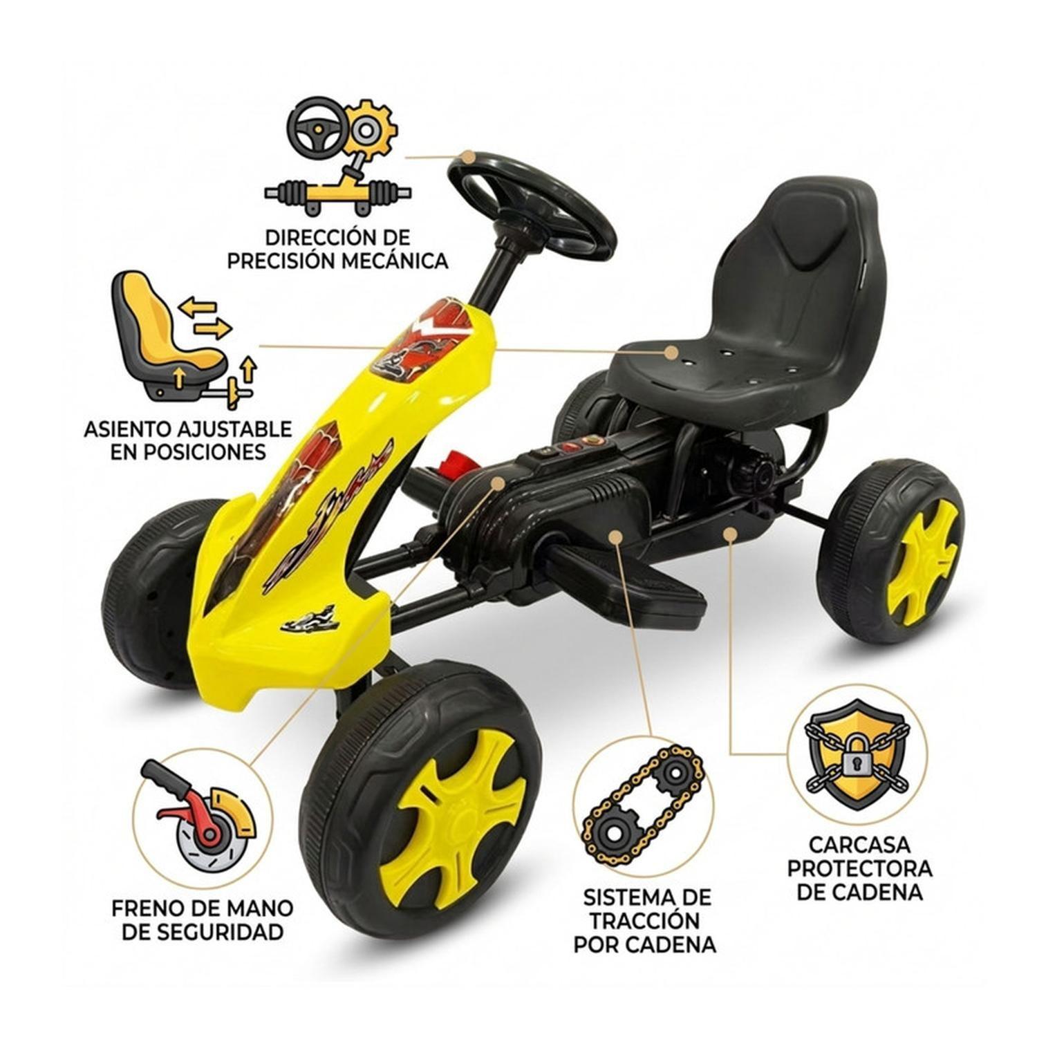 Auto Eléctrico Go Kart Infantil Carrera Volt Amarillo-3