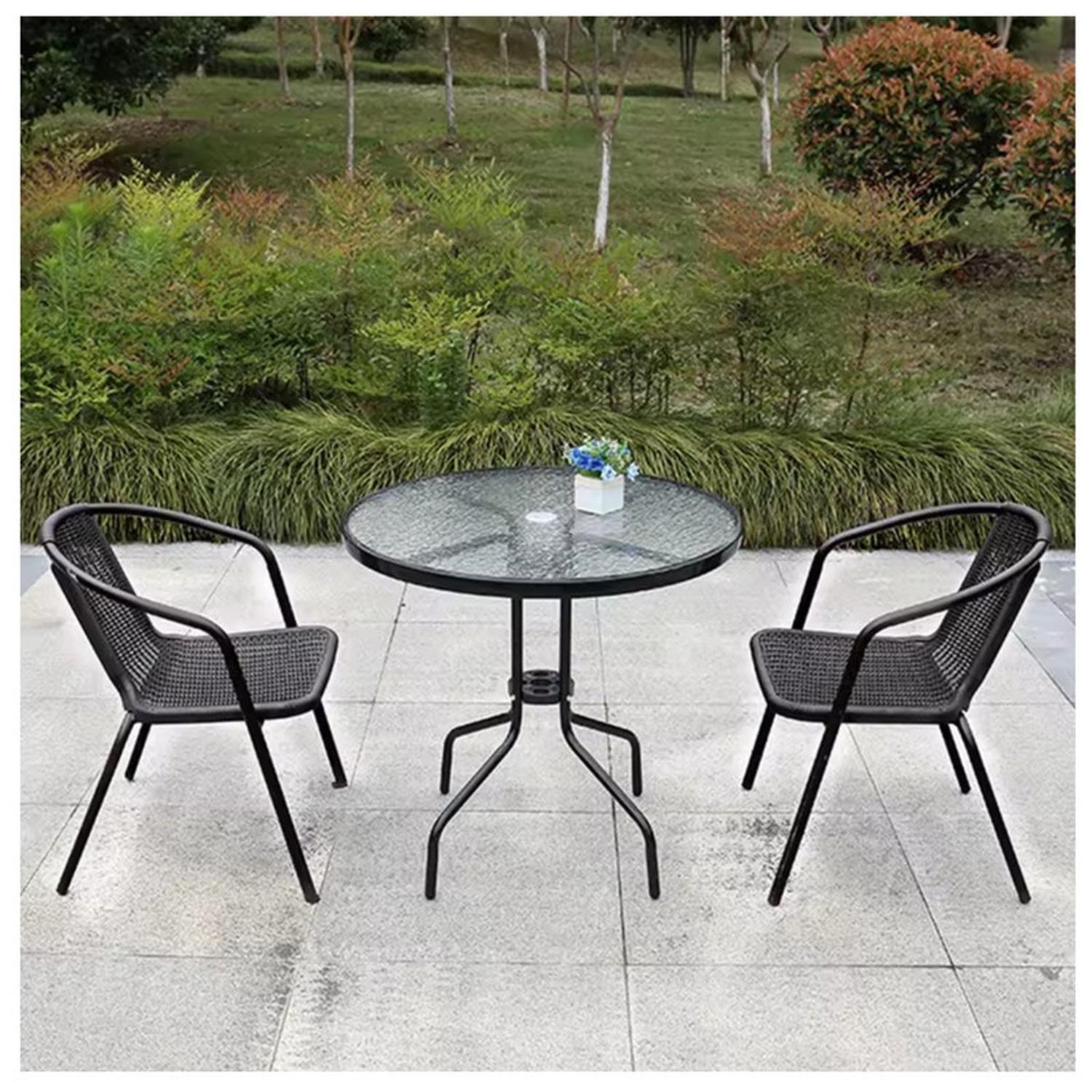 Juego De Terraza De Balcón Comedor Mesa Vidrio Kate 2 Sillas-9