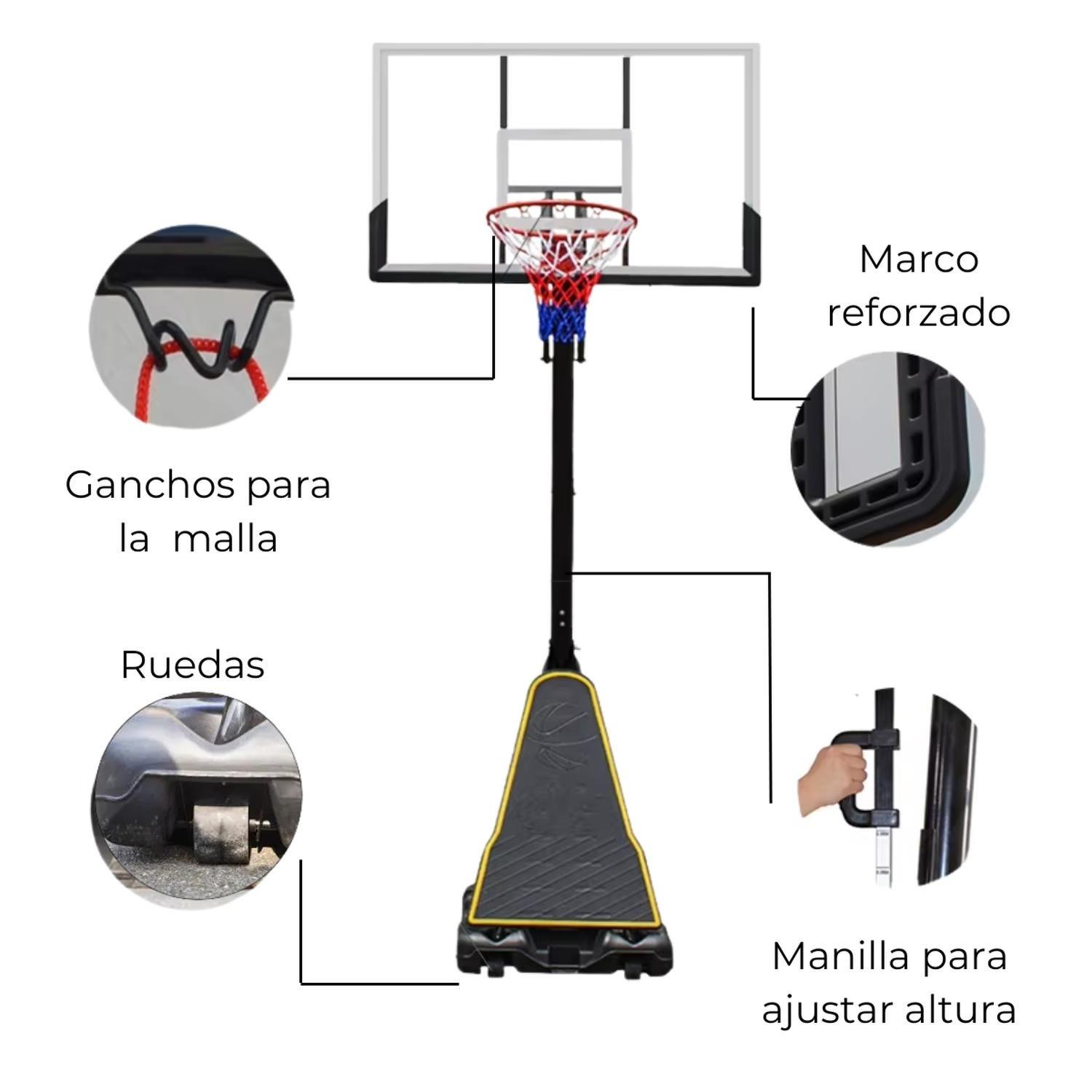 Aro Basquetbol Basketball Altura Oficial Regulable Portatil-5