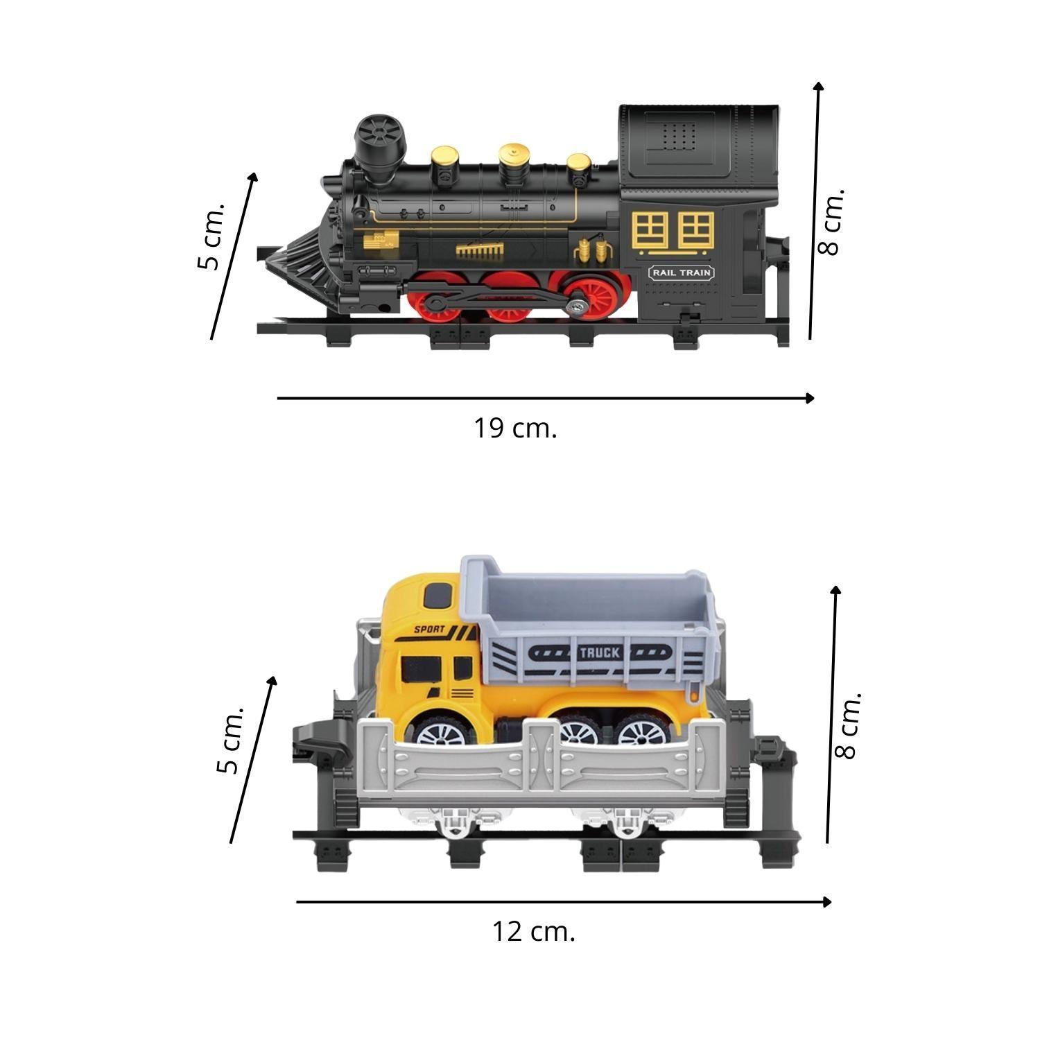 Tren De Juguete Pista 3 Vagones Camiones Luz Sonido Humo-4