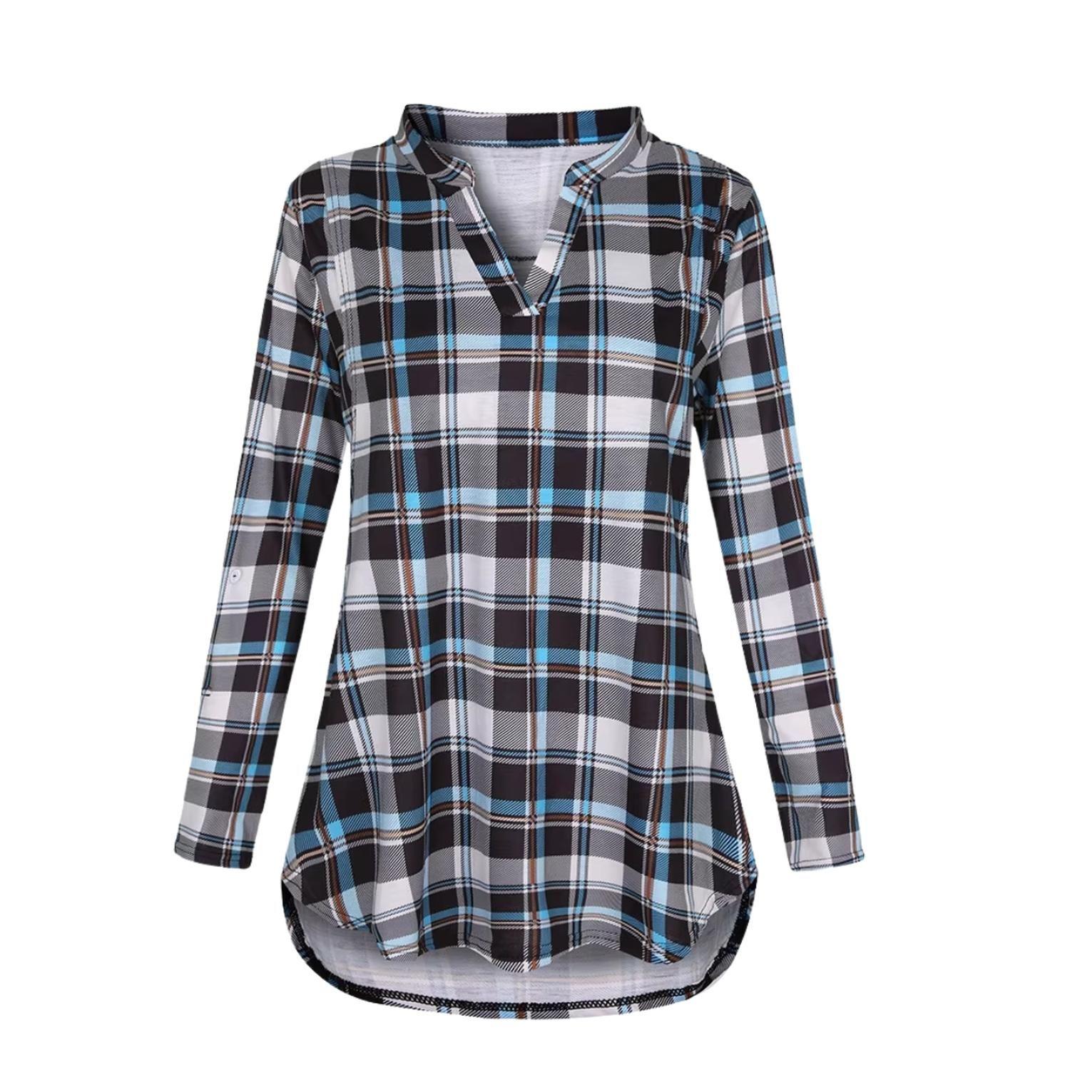 Polera Lactancia Maternidad Camisa Manga Larga Cuadro Negra-5