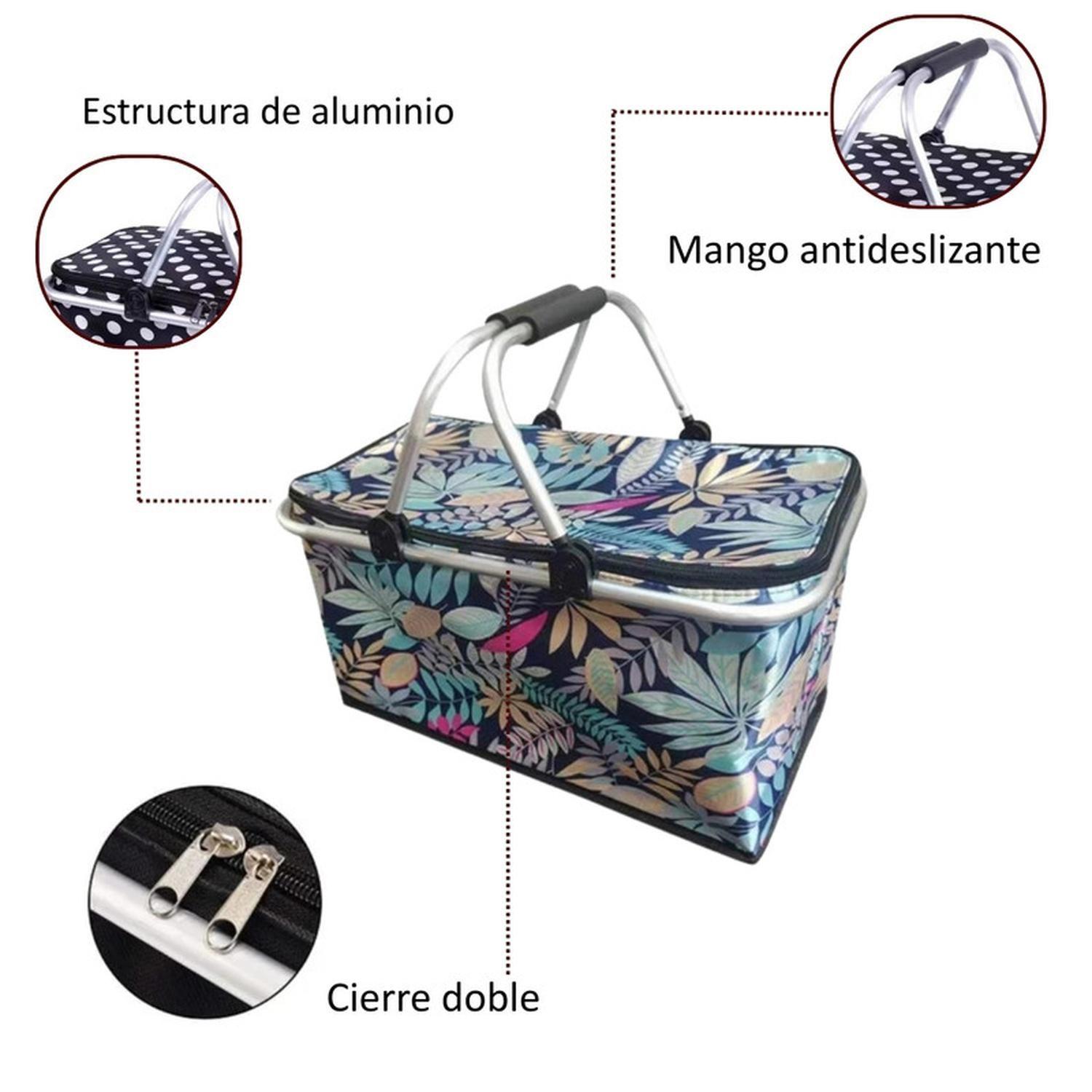 Bolso Termico Plegable Flores Cooler Canasta Picnic-2
