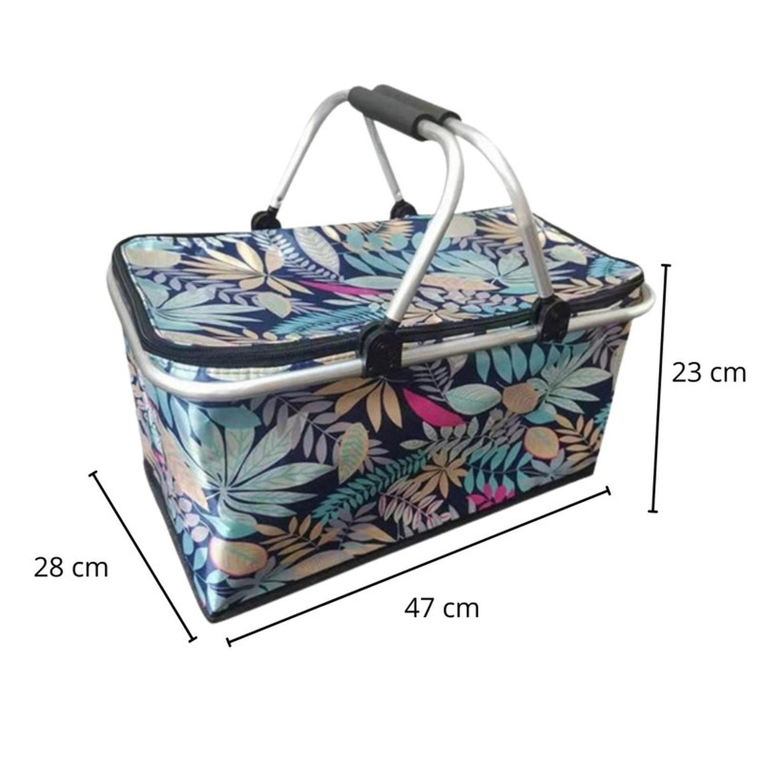Bolso Termico Plegable Flores Cooler Canasta Picnic-3
