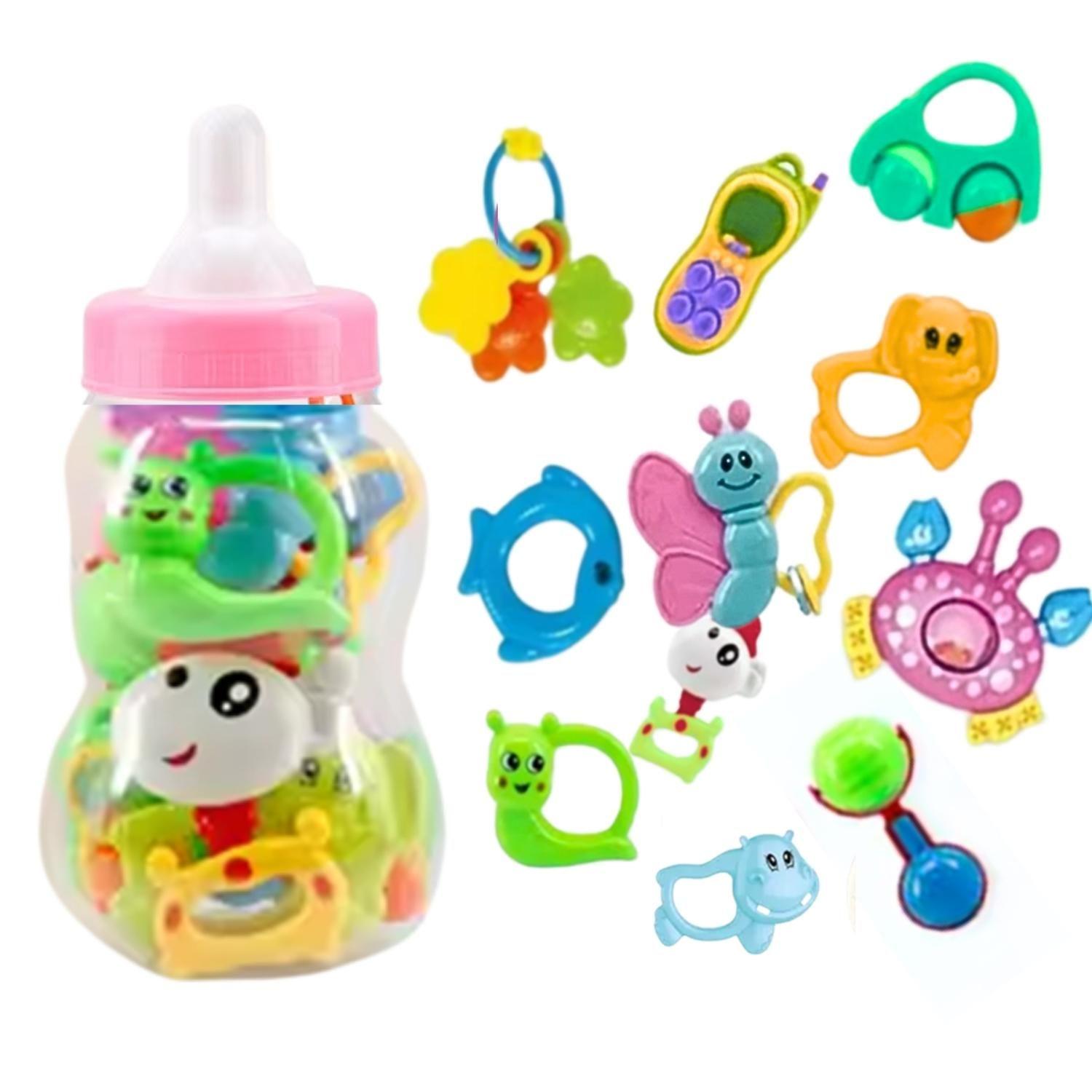 Set Sonajeros Cascabel Mordedor Bebe Rosado 10 Piezas-0