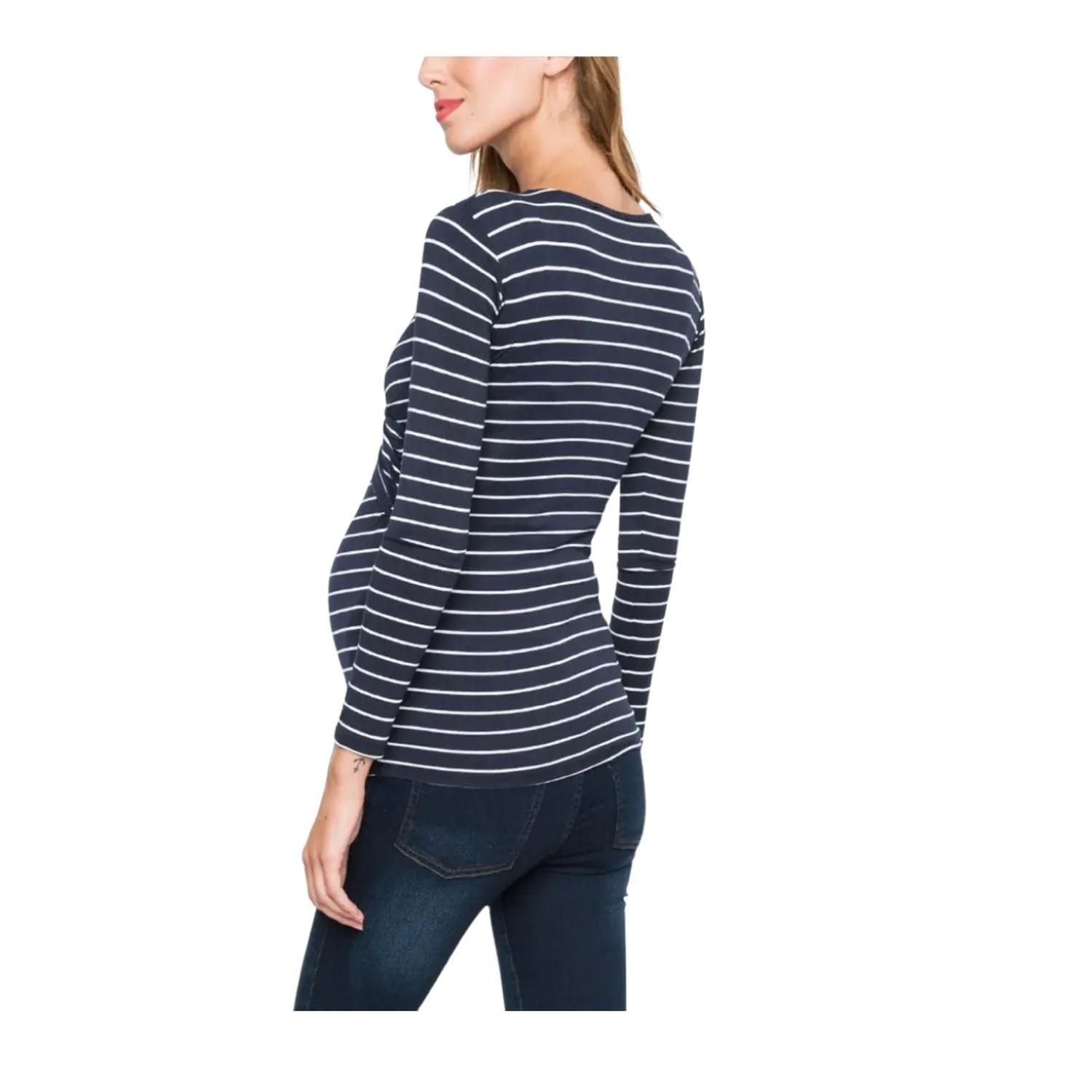 Polera Lactancia Maternidad Manga Larga Rosi Azul Marino-1