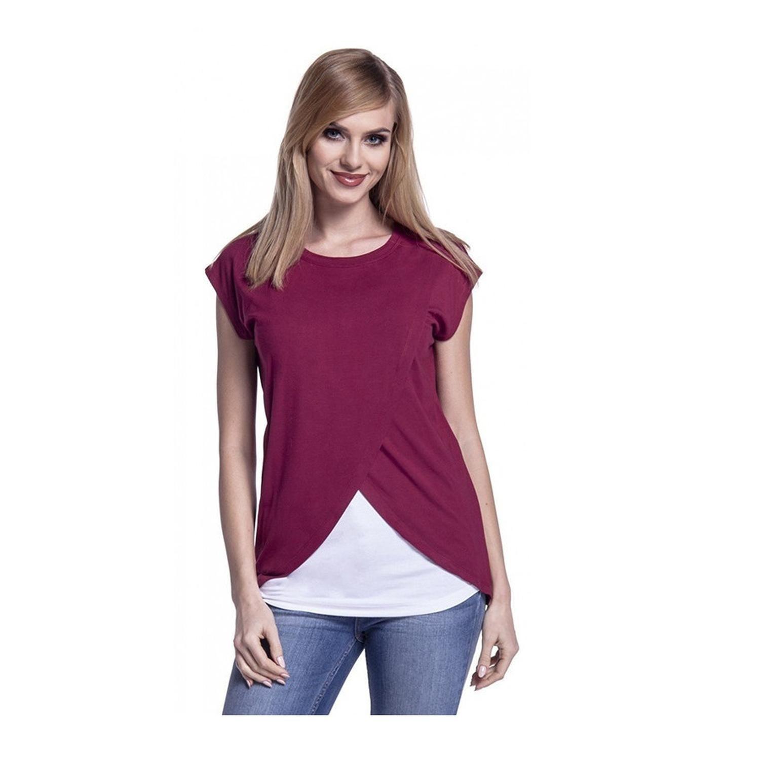 Polera Lactancia Maternidad Mara Manga Corta Burdeo-1