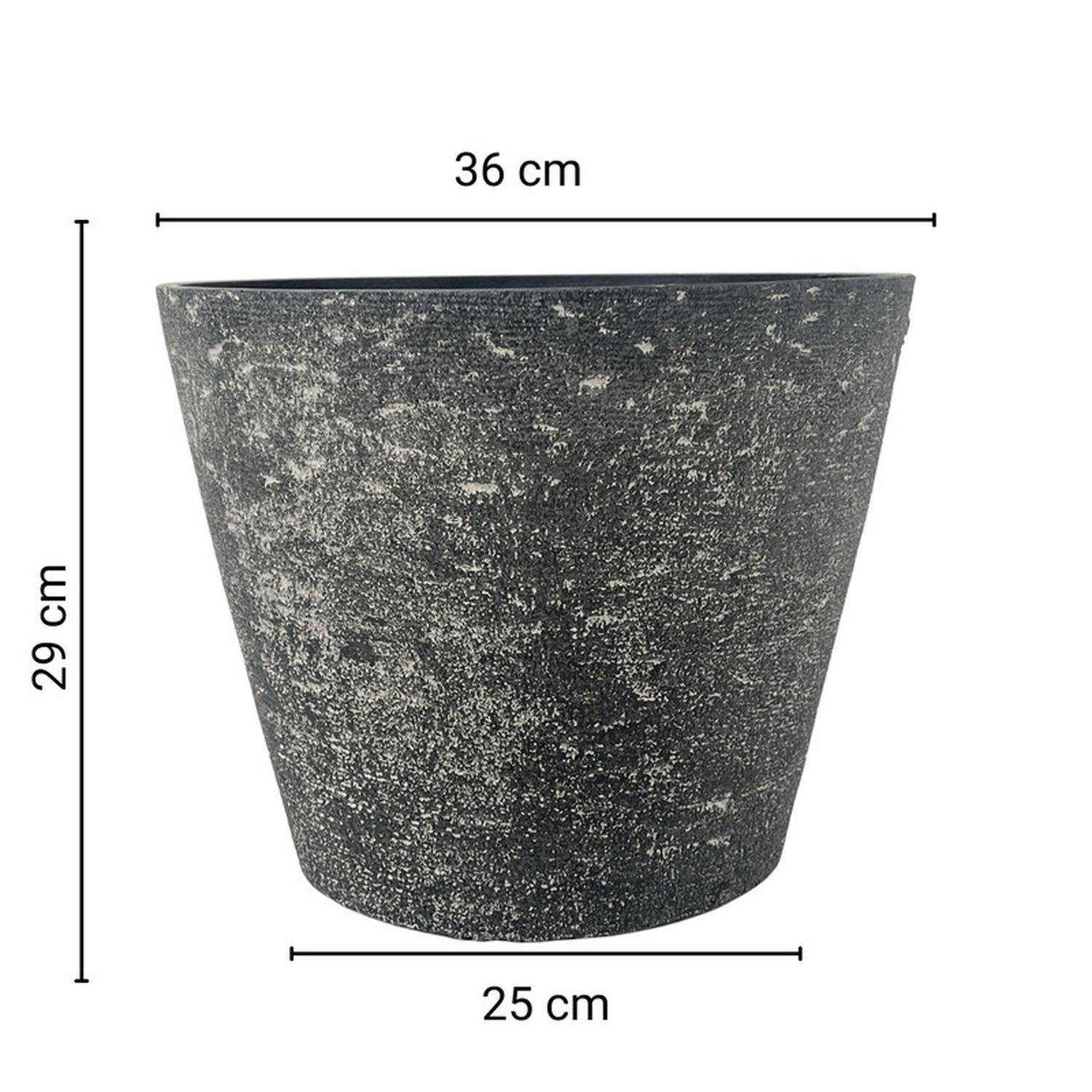 Macetero Redondo Símil Piedra Gris Jardín Terraza-4