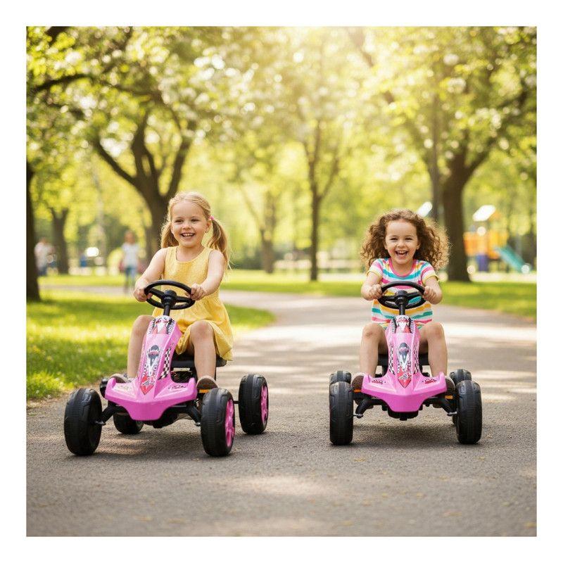 Auto Batería Go Kart Eléctrico Infantil Volt Rosa -4