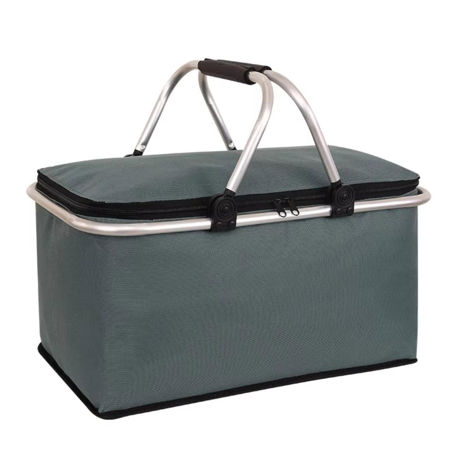 Bolso Termico Plegable Gris Cooler Canasta Picnic-0