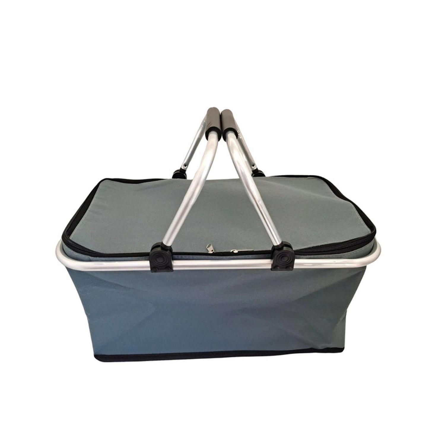 Bolso Termico Plegable Gris Cooler Canasta Picnic-6