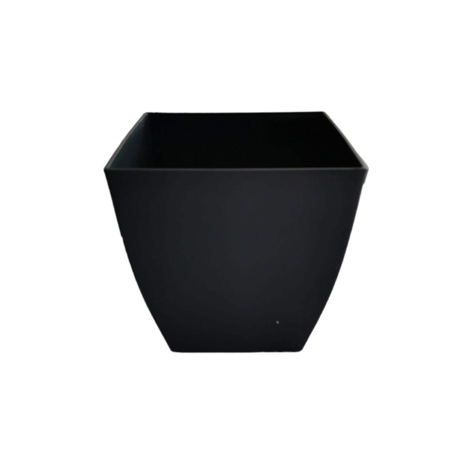 Macetero Plástico Color Gris Oscuro Cuadrado-0