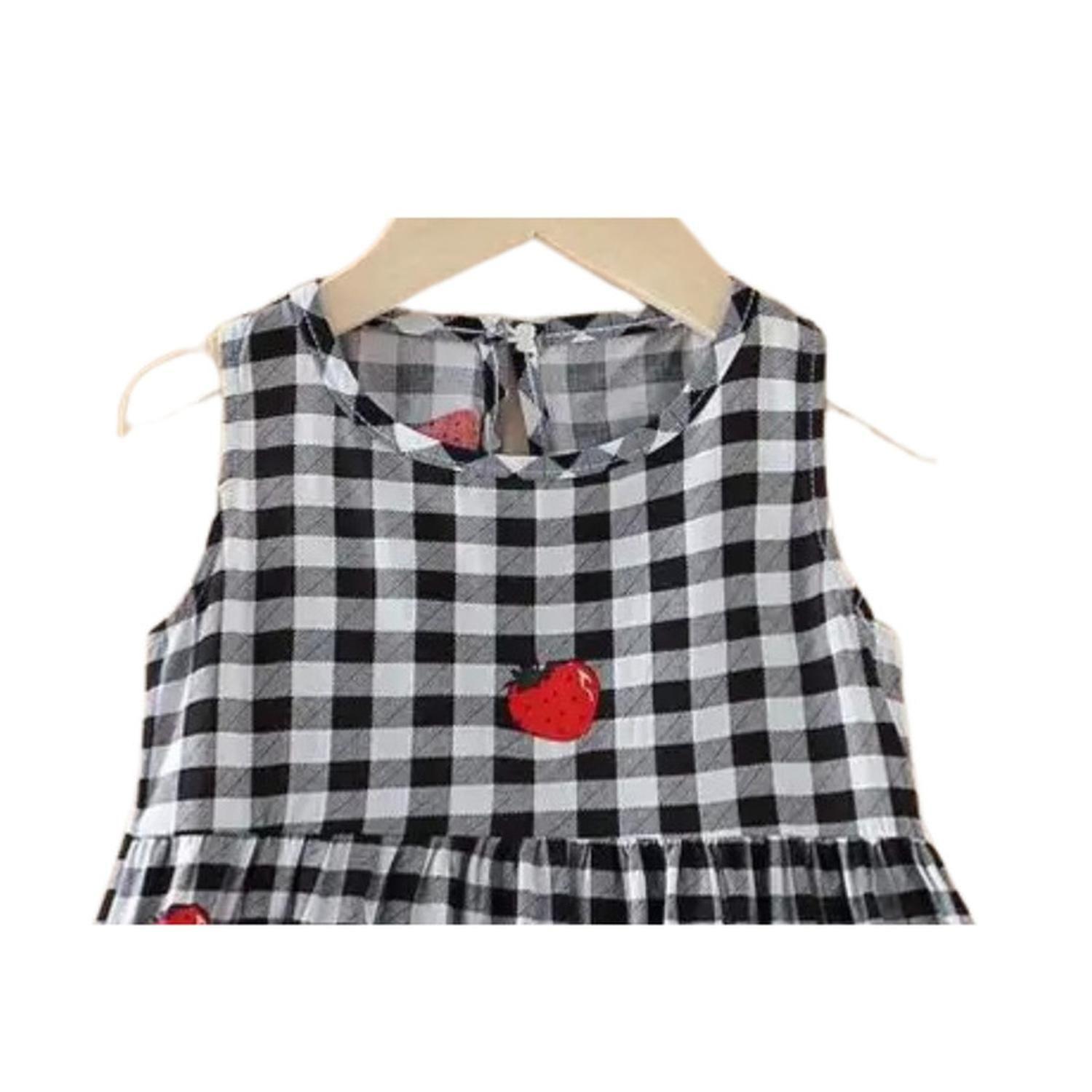 Vestido Niña Sin Mangas Algodon Verano Estampado Cuadros-2