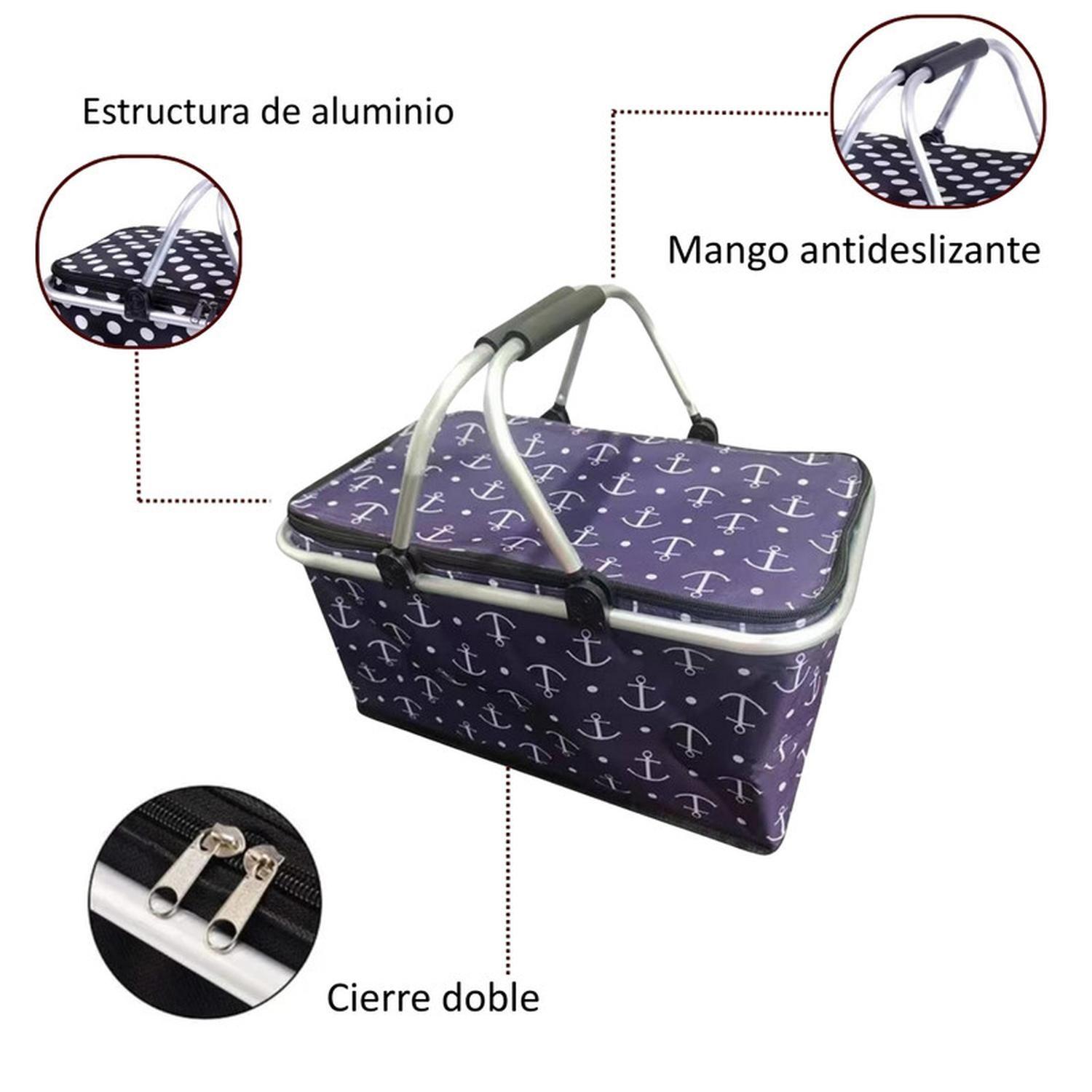 Bolso Termico Plegable Anclas Cooler Canasta Picnic-2