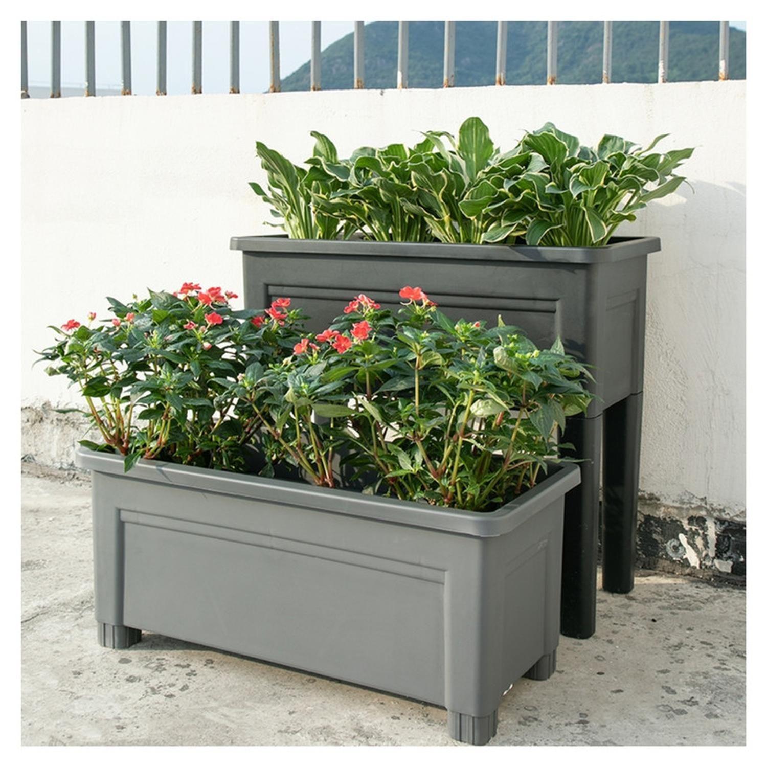 Jardinera Elevada Macetero Para Huerto Con Patas Gris-2