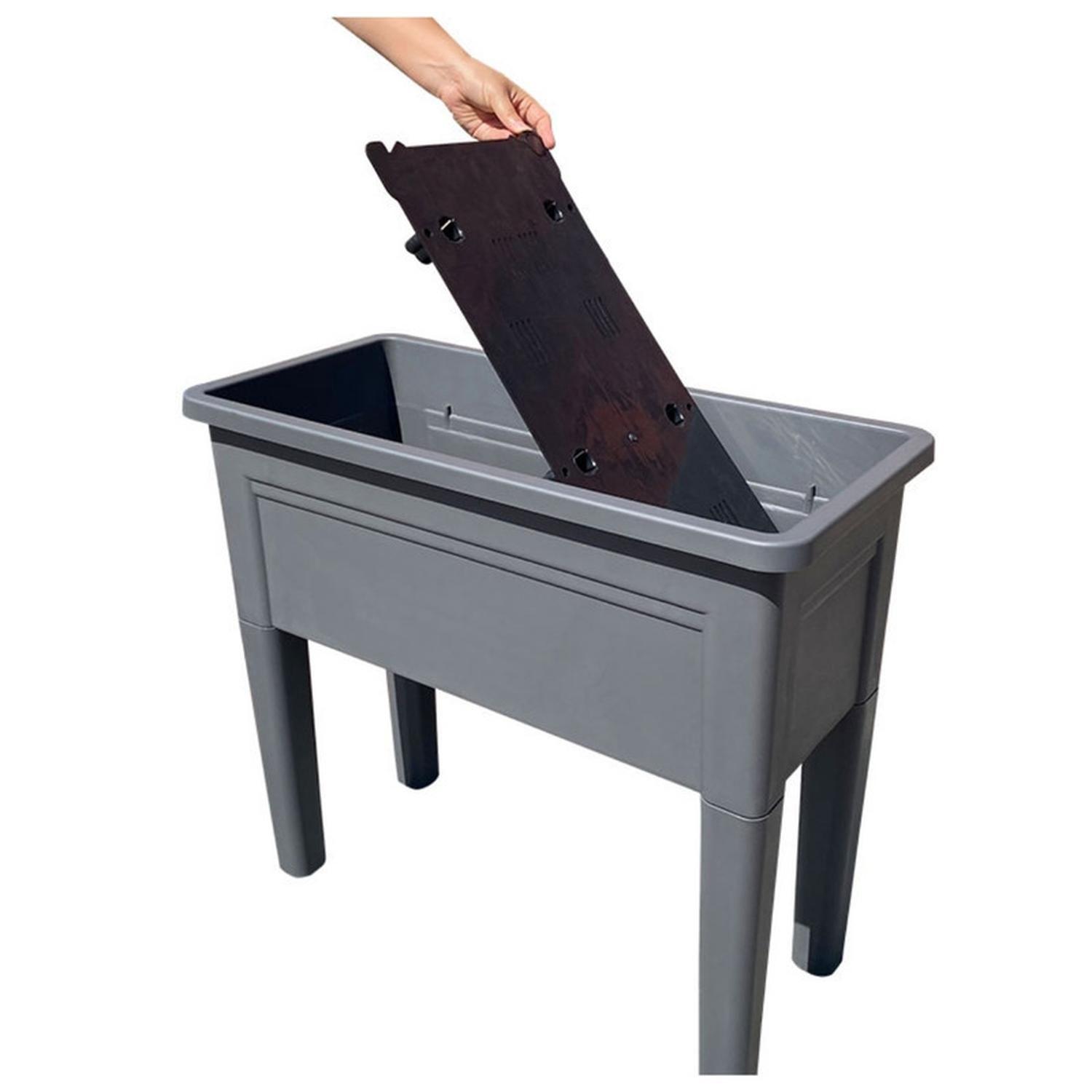 Jardinera Elevada Macetero Para Huerto Con Patas Gris-6