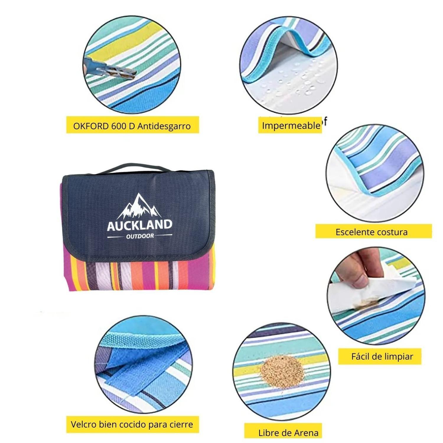 Manta Picnic Impermeable Rayas Fucsia 150X180 Camping Playa-3