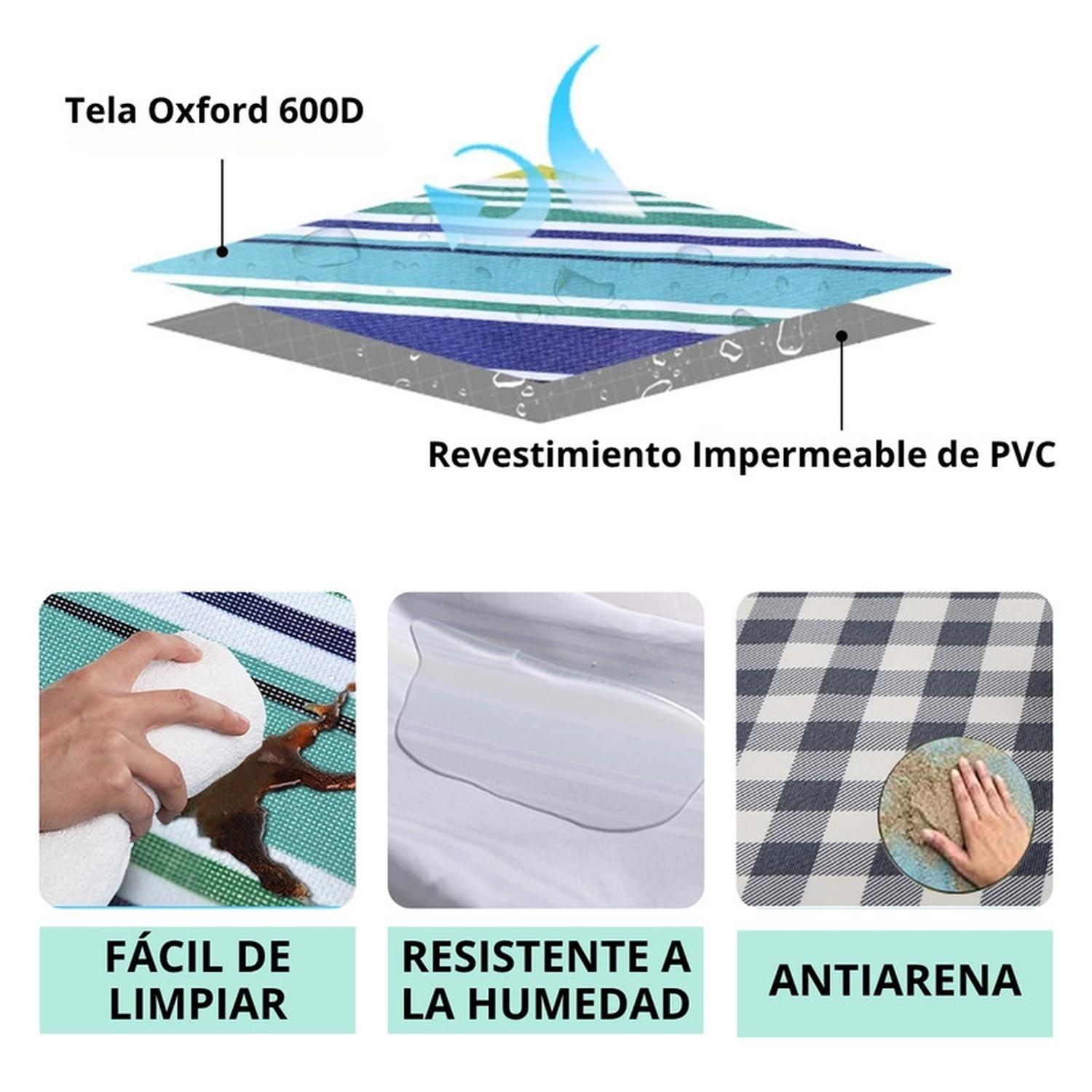 Manta Picnic Impermeable Rayas Fucsia 150X180 Camping Playa-5