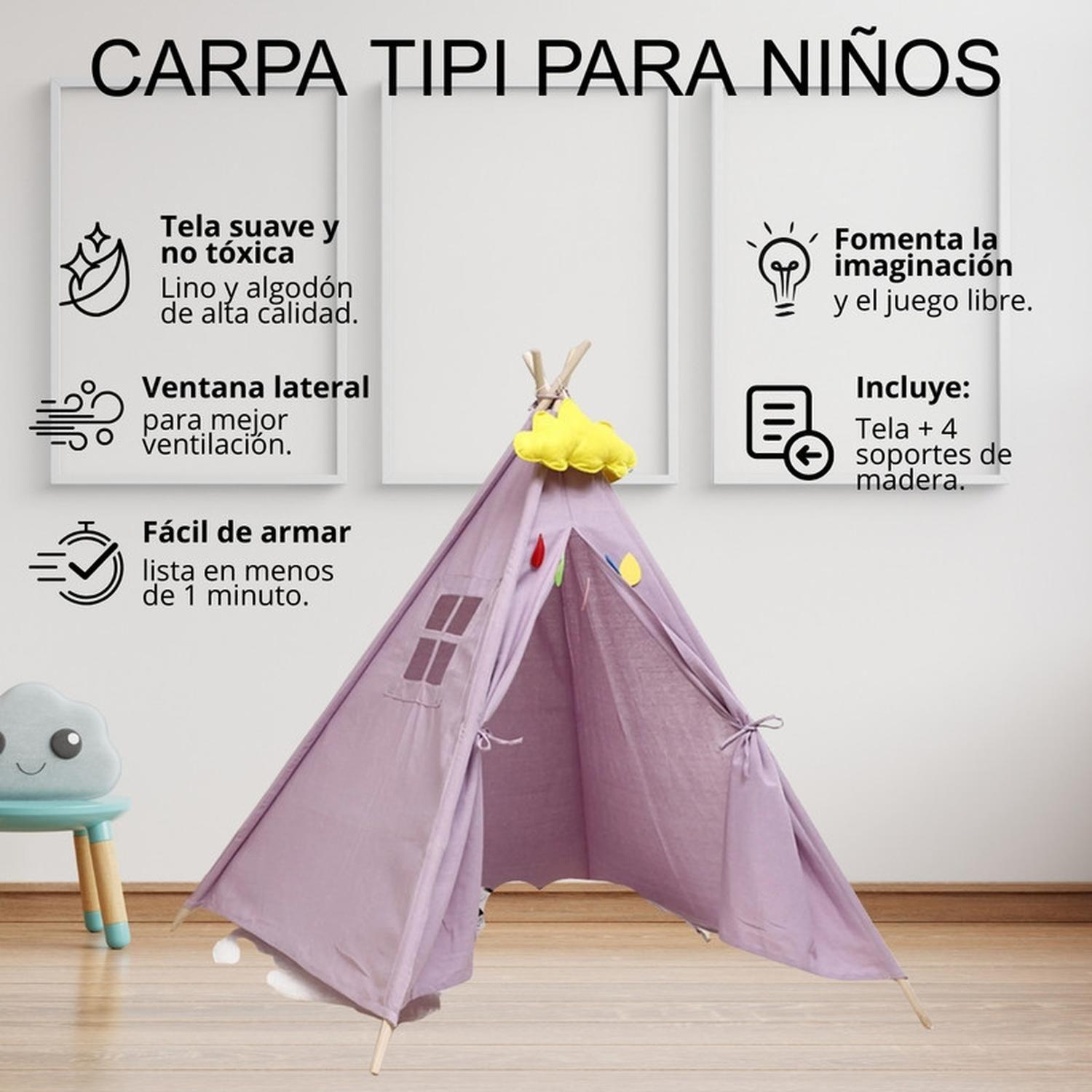 Carpa Tipi Niños Infantil 160 cm Morada Juguete Decoracion-3