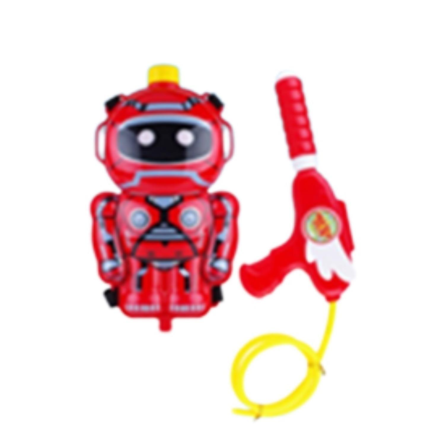 Pistola Agua Con Mochila Robot Rojo Lanza Agua-0