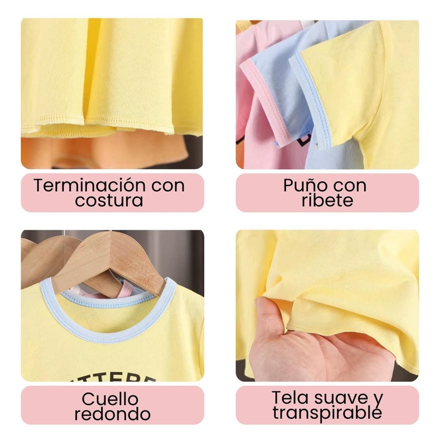 Vestido Algodon Niña Verano Manga Corta Amarillo Estampado-3