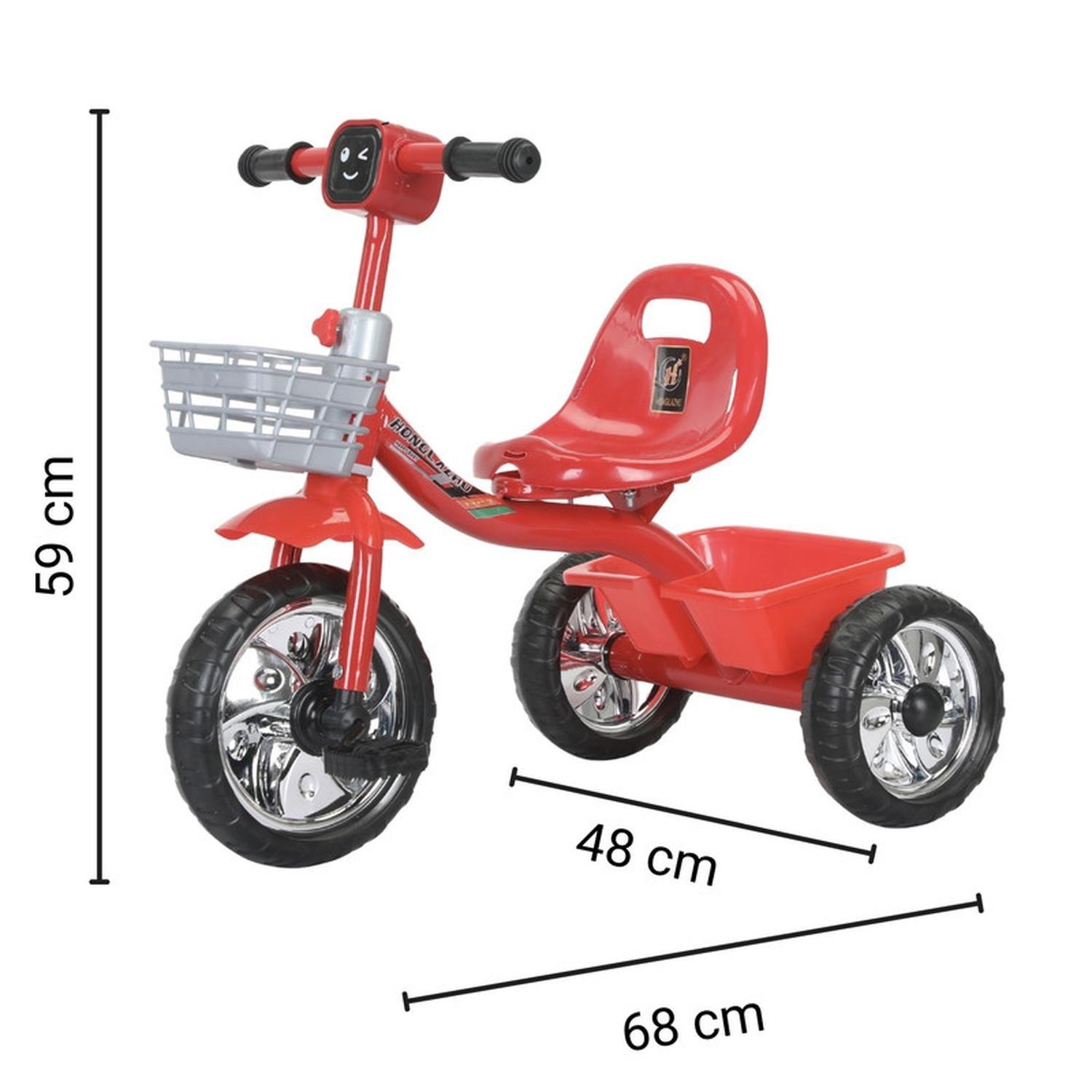 Triciclo Infantil Bici Musical Con Canasto y Respaldo Rojo-6