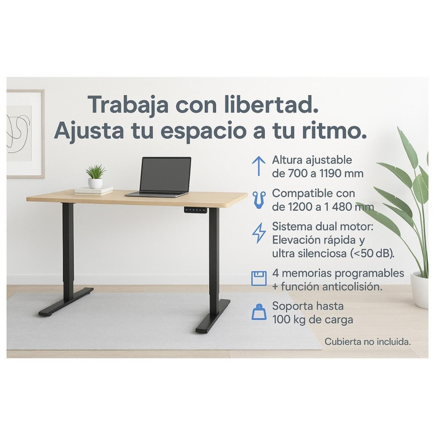 Base Escritorio Electrico Altura Regulable Ajustable Negra-4