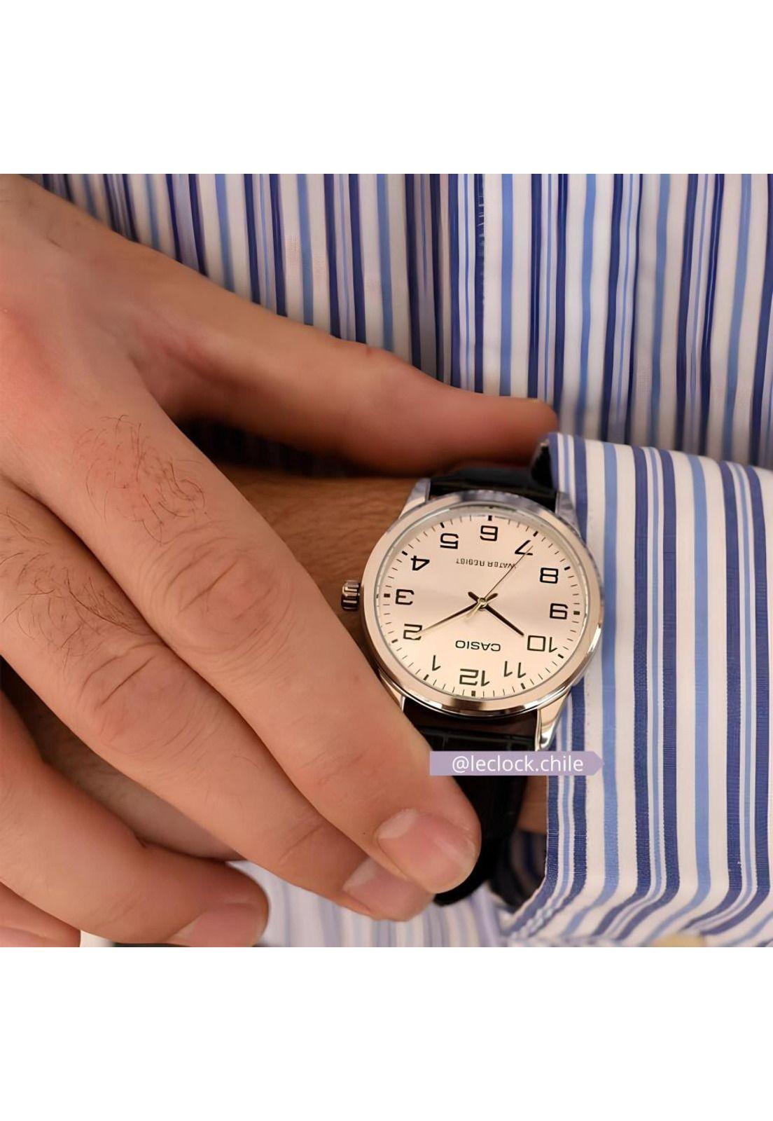 Reloj Mtp-V001l-7b Hombre Analogo Cuero-3