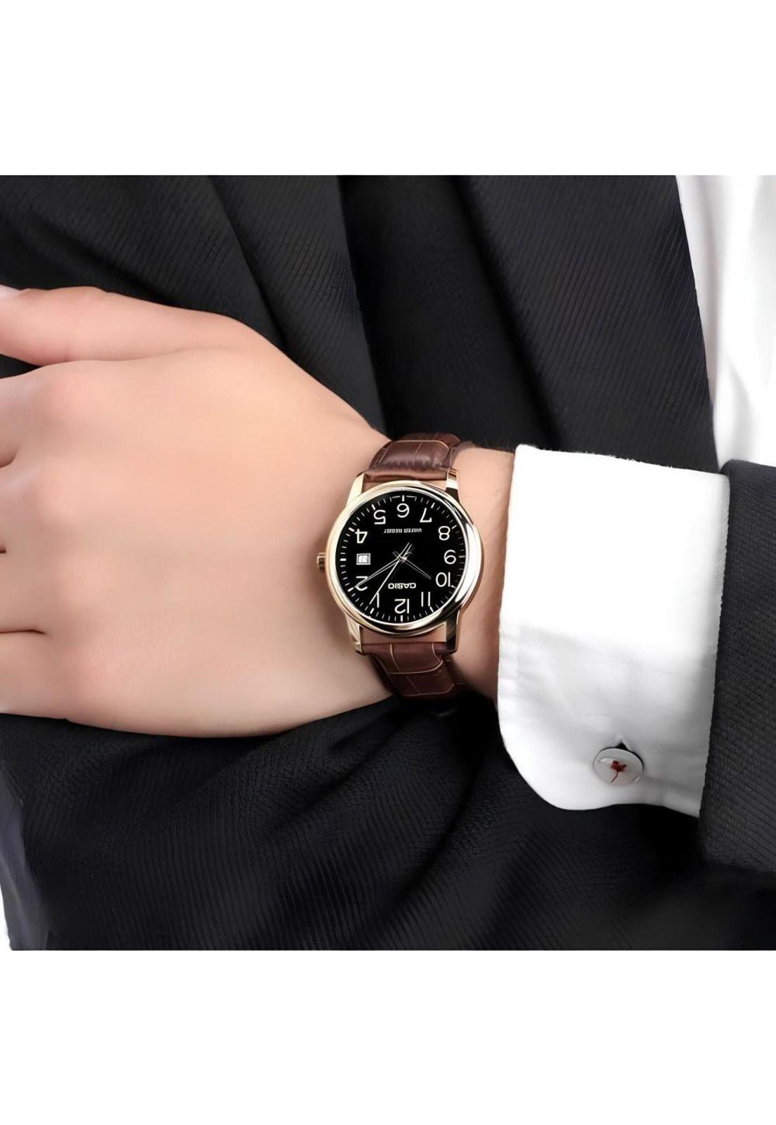 Reloj Mtp-V002gl-1b Hombre Analogo Cuero-2