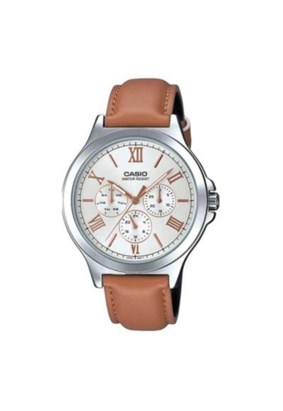 Reloj Mtp-V300l-7a2 Hombre Analogo Cuero-0
