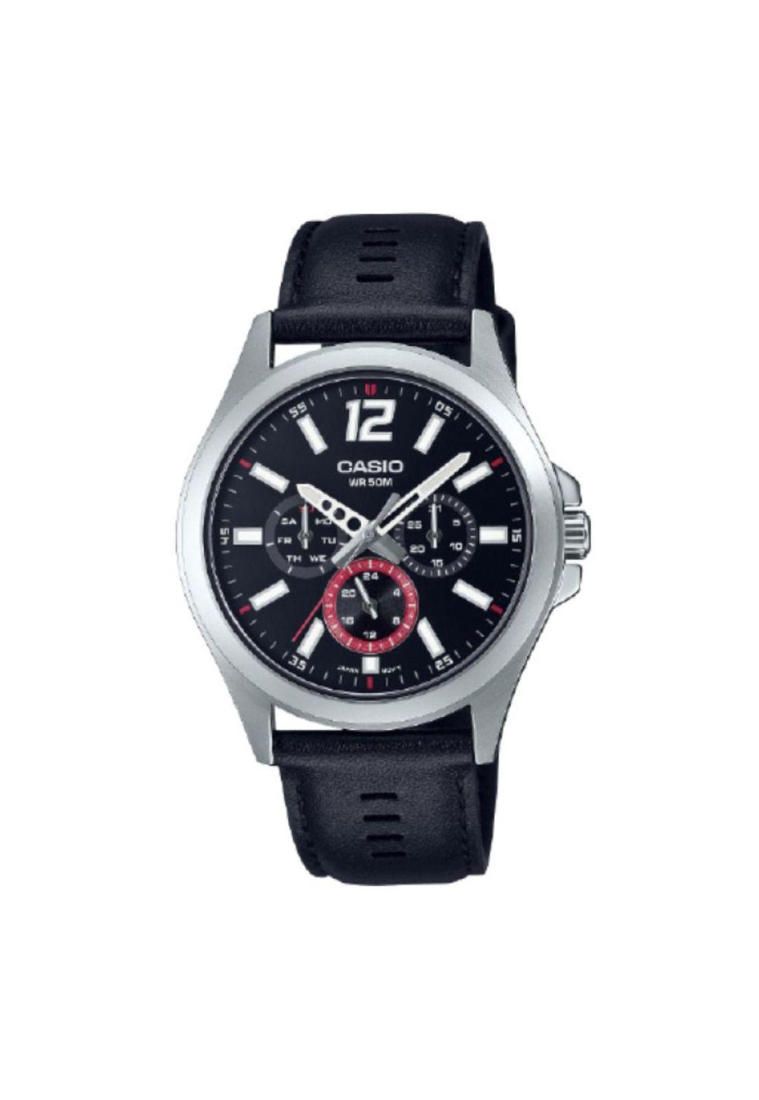 Reloj Mtp-E350l-1bv Hombre Analogo Cuero-0