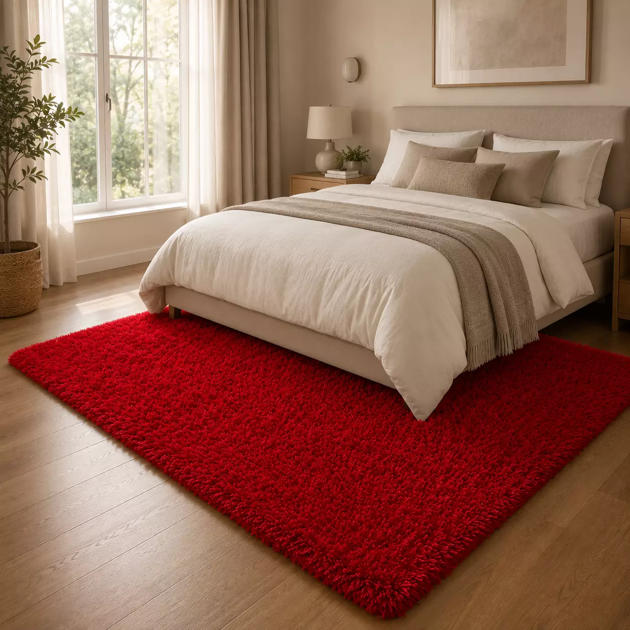 Alfombra Shaggy Roja 150x200 cm Suave Antideslizante 026-6