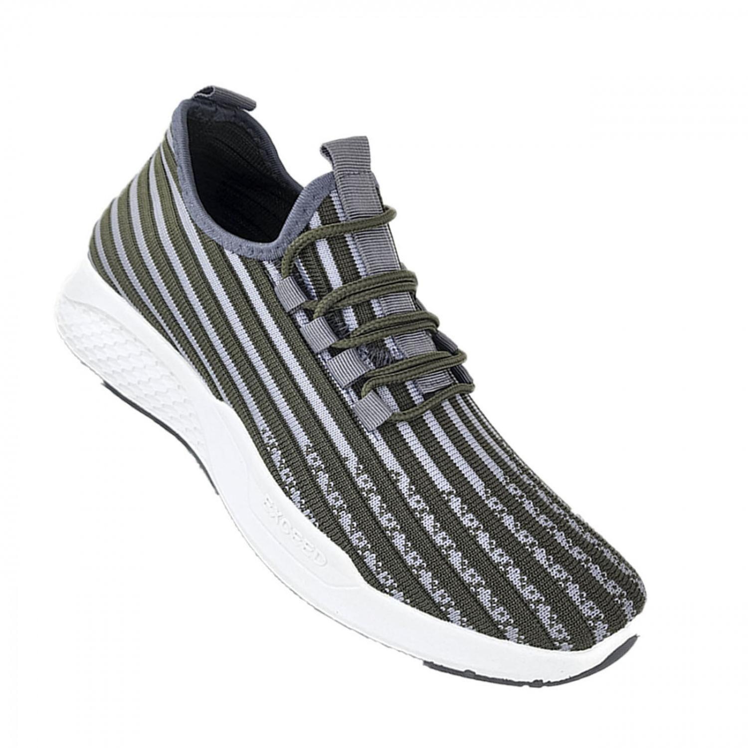 Zapatillas Deportivas Running Negro Rayas Verdes 3202-0